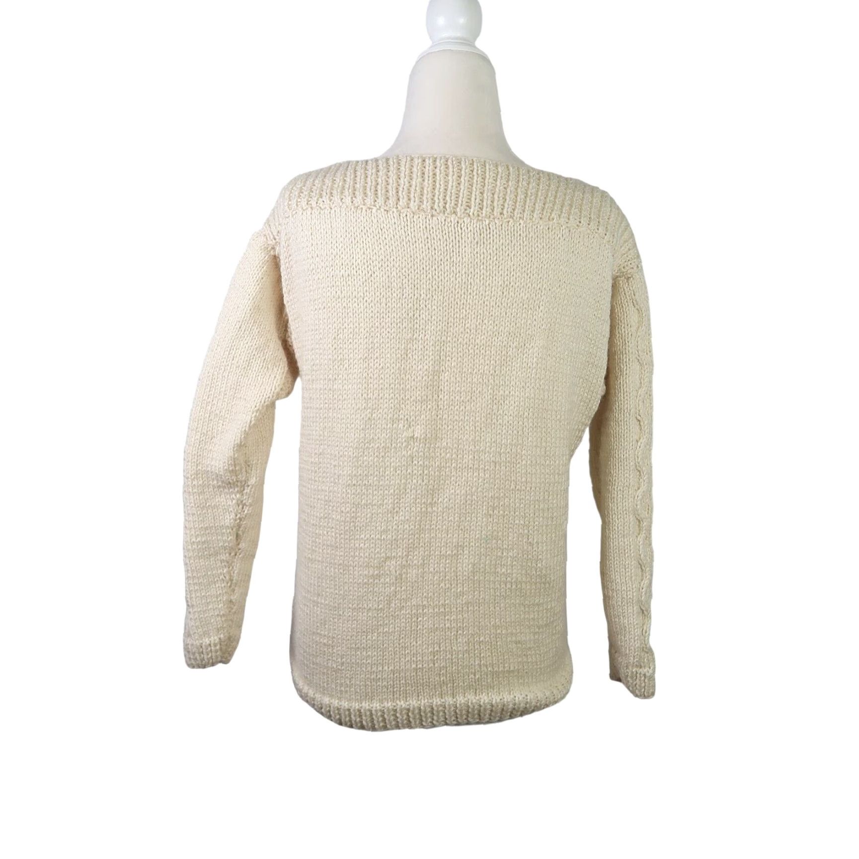 Vintage VINTAGE 70s cream handknit square neck sweater S Women Long Sleeve Pullover Acrylic Knit Casual Shirt Size S / US 4 / IT 40 - 4 Thumbnail