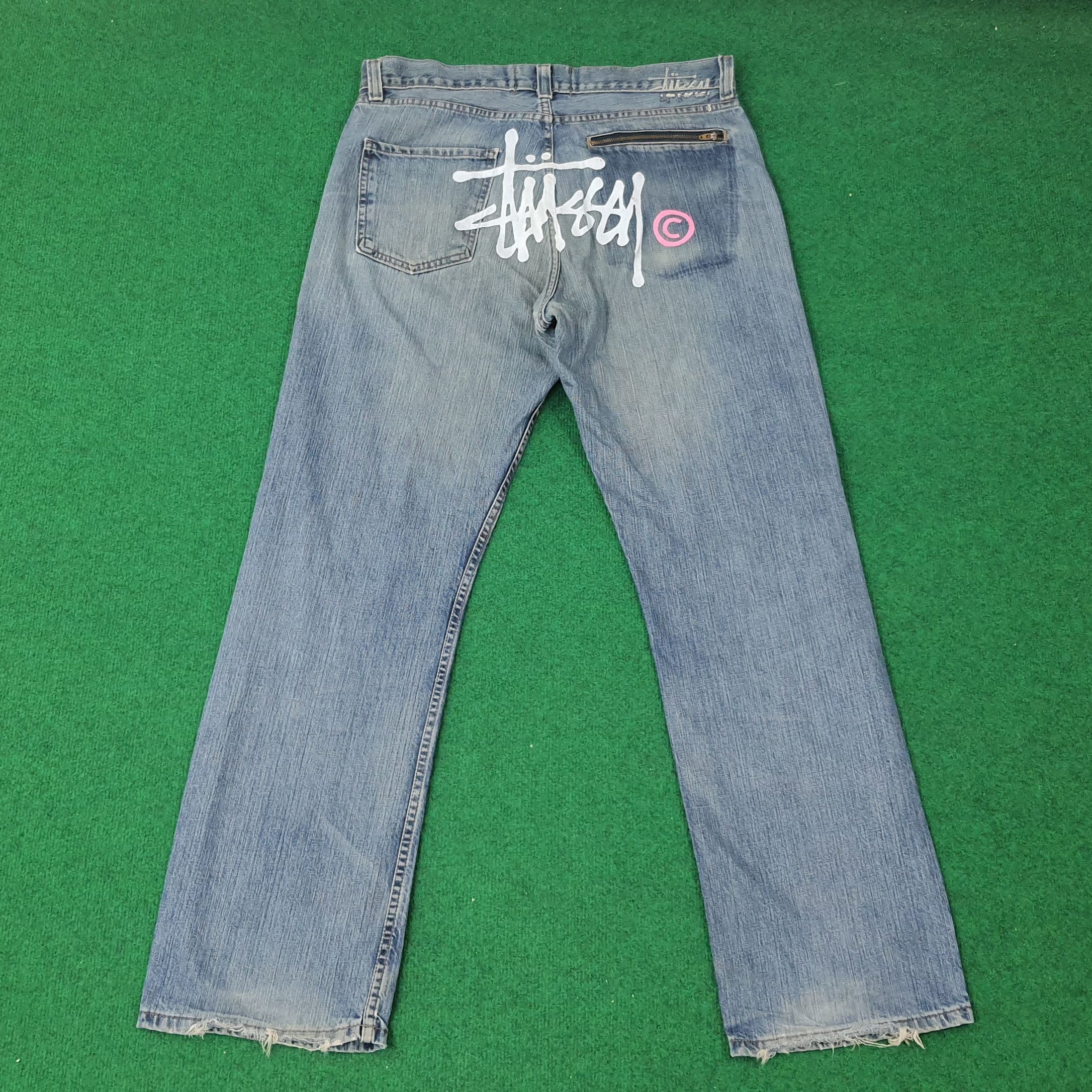 Stussy Vintage Stussy Authentic Workgear Custom Logo Jeans C228N11 Size US 35 - 1 Thumbnail