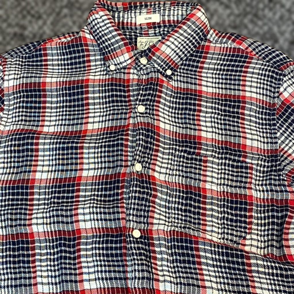 J.Crew J.Crew Slim Fit Plaid Button-Down Shirt Mens M Red Navy White Size US M / EU 48-50 / 2 - 1 Thumbnail