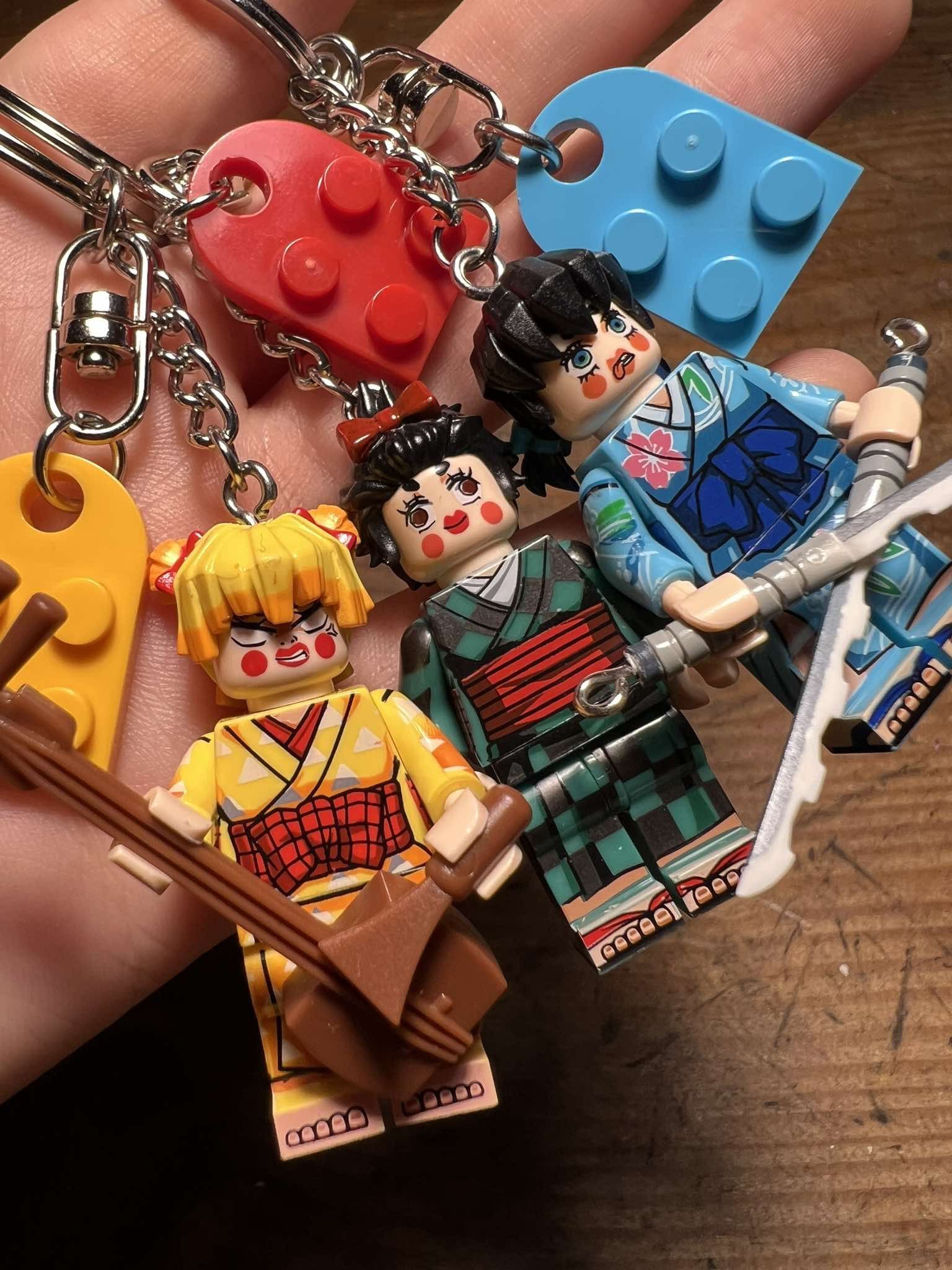 Anime Demon Slayer Zenitsu Inosuke anime minifigure keychain Size ONE SIZE - 2 Thumbnail
