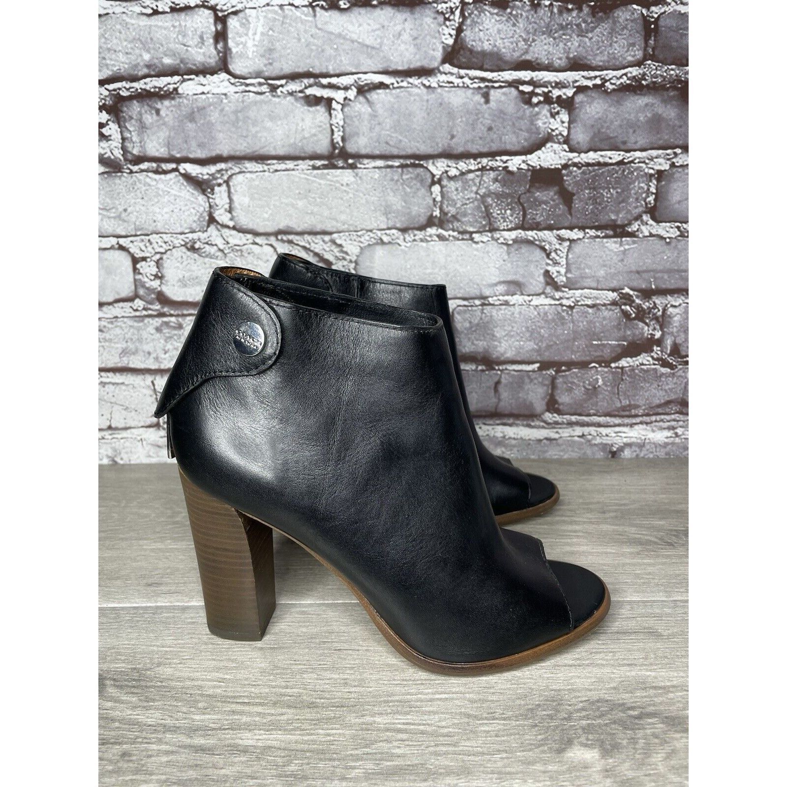 Coach Coach Labelle Black Leather Open Toe Booties Heels Shoes Wom Size US 7 / IT 37 - 18 Thumbnail