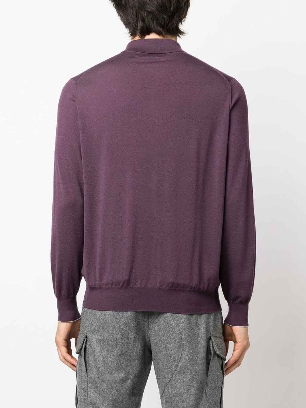 Brunello Cucinelli o1w1db10225 Polo Shirt in Purple Size US L / EU 52-54 / 3 - 2 Thumbnail