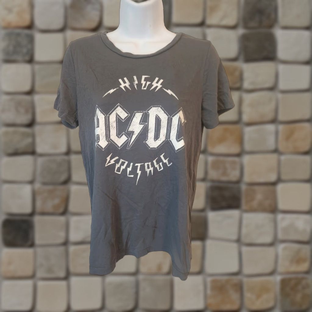 Vintage AC/DC High Voltage Gray Cotton Graphic Tee Womens Size M Shirt Short Sleeve Crew Neck T-Shirt Rock City Modern Womens Size M / US 6-8 / IT 42-44 - 1 Thumbnail