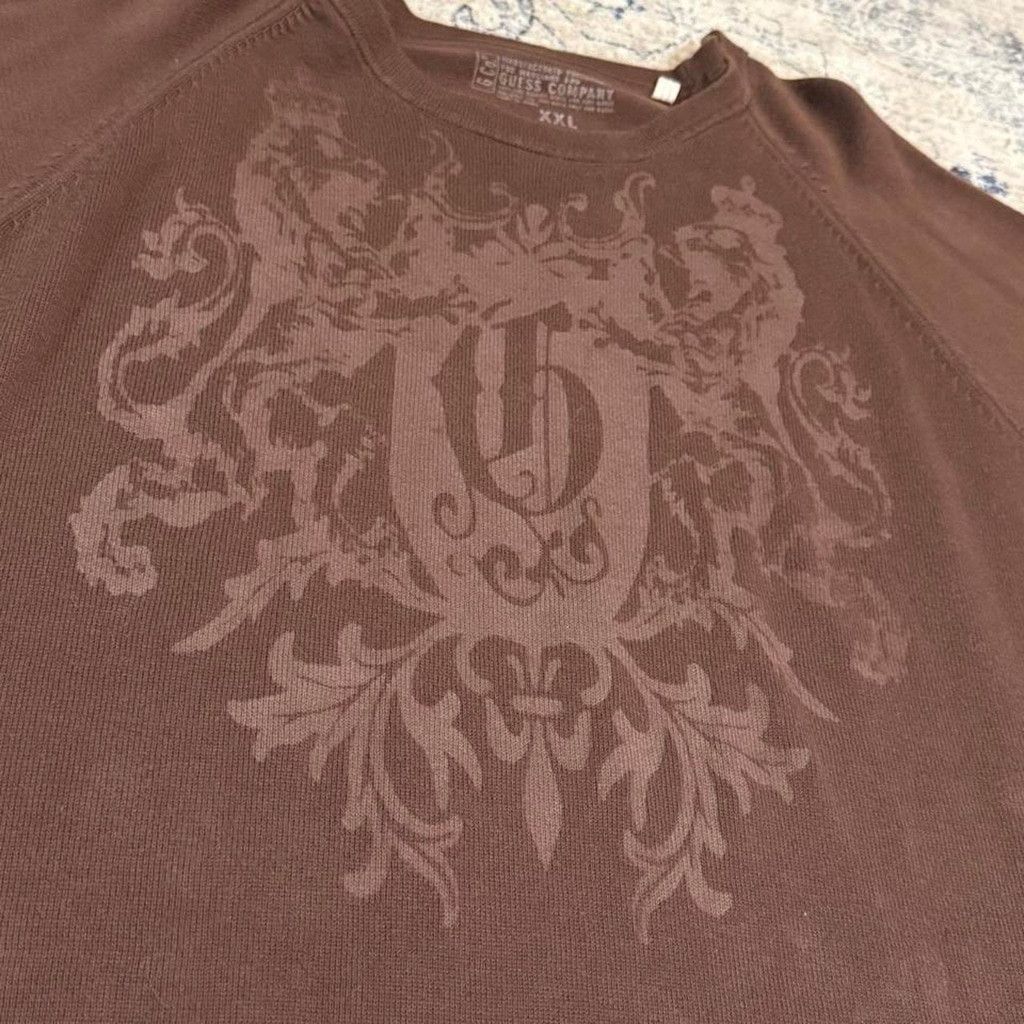 Guess 2000s Guess Company Brown Gothic Pullover Y2K Sweater - 2XL Size US XL / EU 56 / 4 - 3 Thumbnail