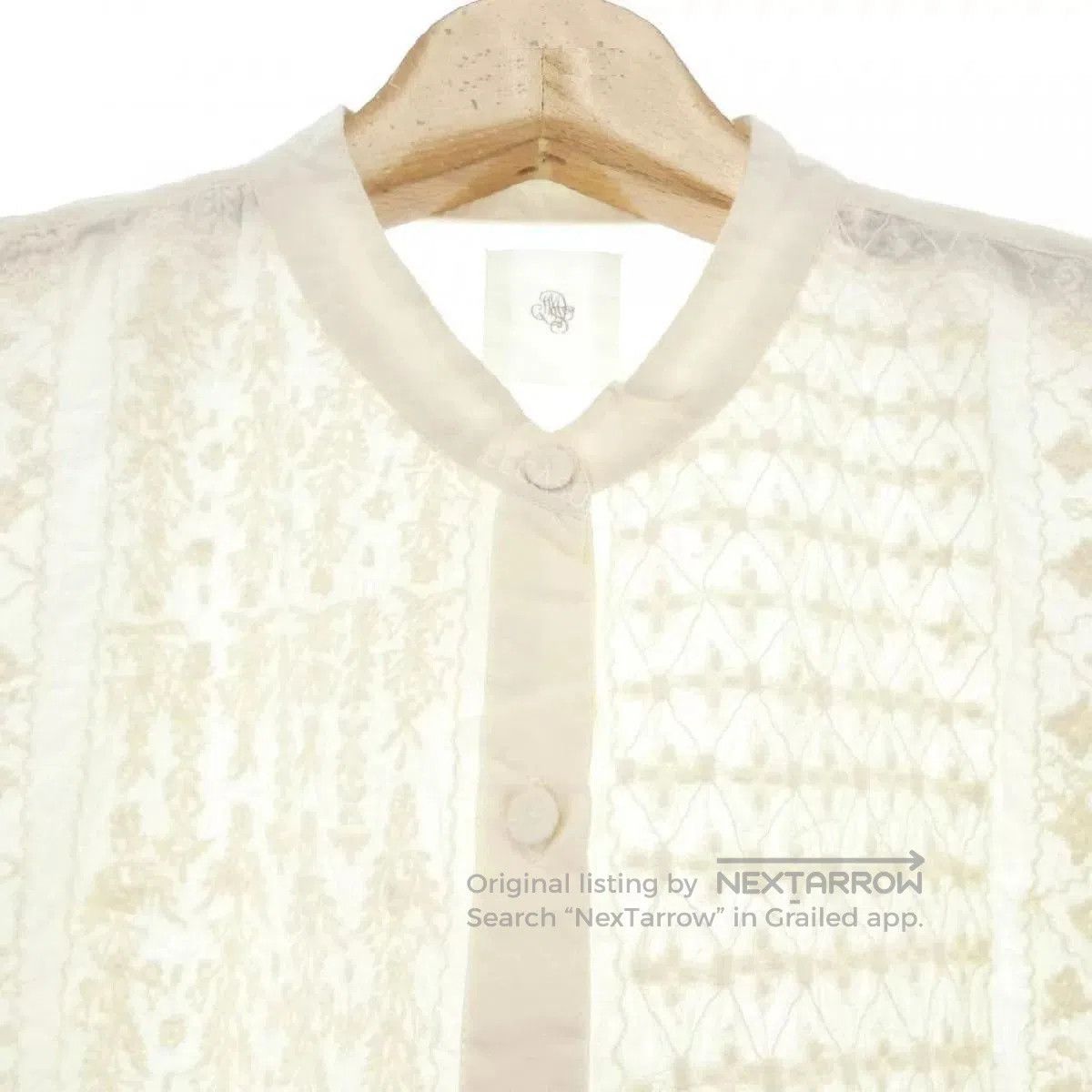 Maison Labiche Beige Embroidered Short Sleeve Shirt. Size S / US 4 / IT 40 - 2 Thumbnail