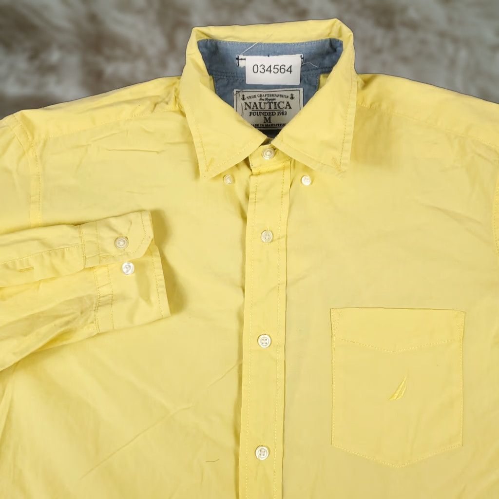 Nautica Nautica Shirt Mens XL Yellow Button-Up Long Sleeve Cotton Size US XL / EU 56 / 4 - 1 Thumbnail