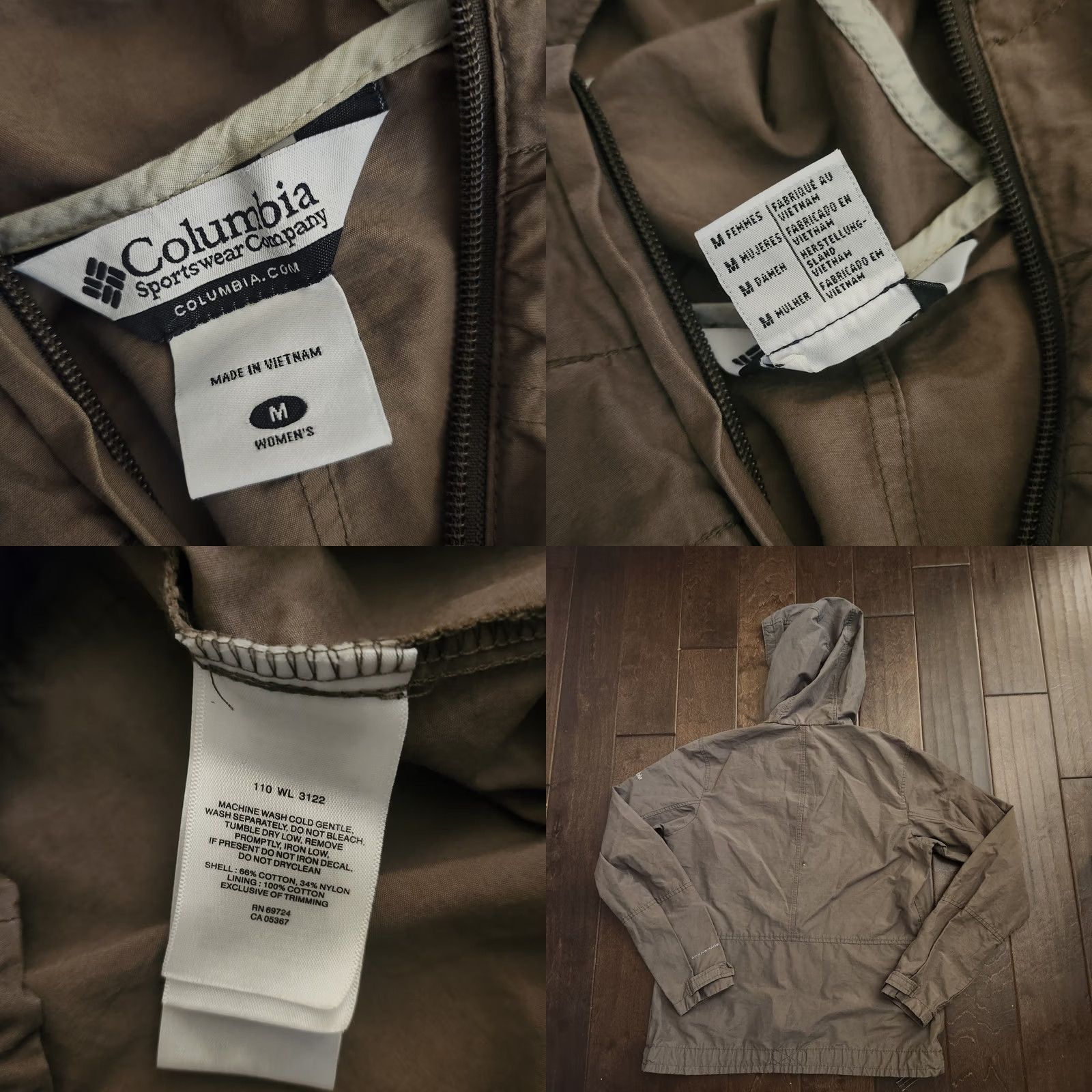 Vintage Columbia Women’s Hooded Jacket Brown Full Zip Windbreaker M Size M / US 6-8 / IT 42-44 - 10 Thumbnail