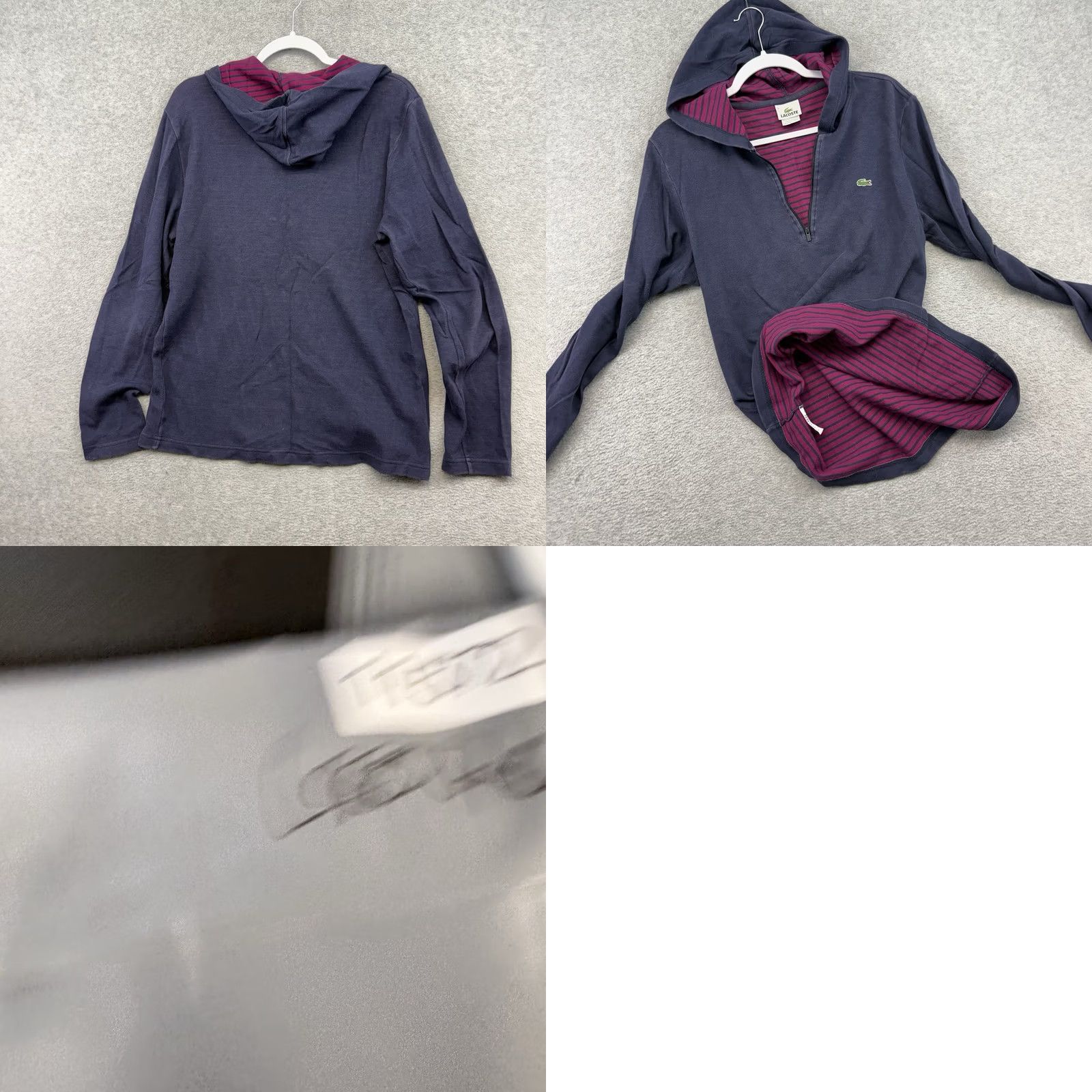 Lacoste Lacoste Hoodie Mens M Blue Stripes Lightweight Quarter Zip Sweatshirt Cotton Pullover Size US M / EU 48-50 / 2 - 8 Thumbnail