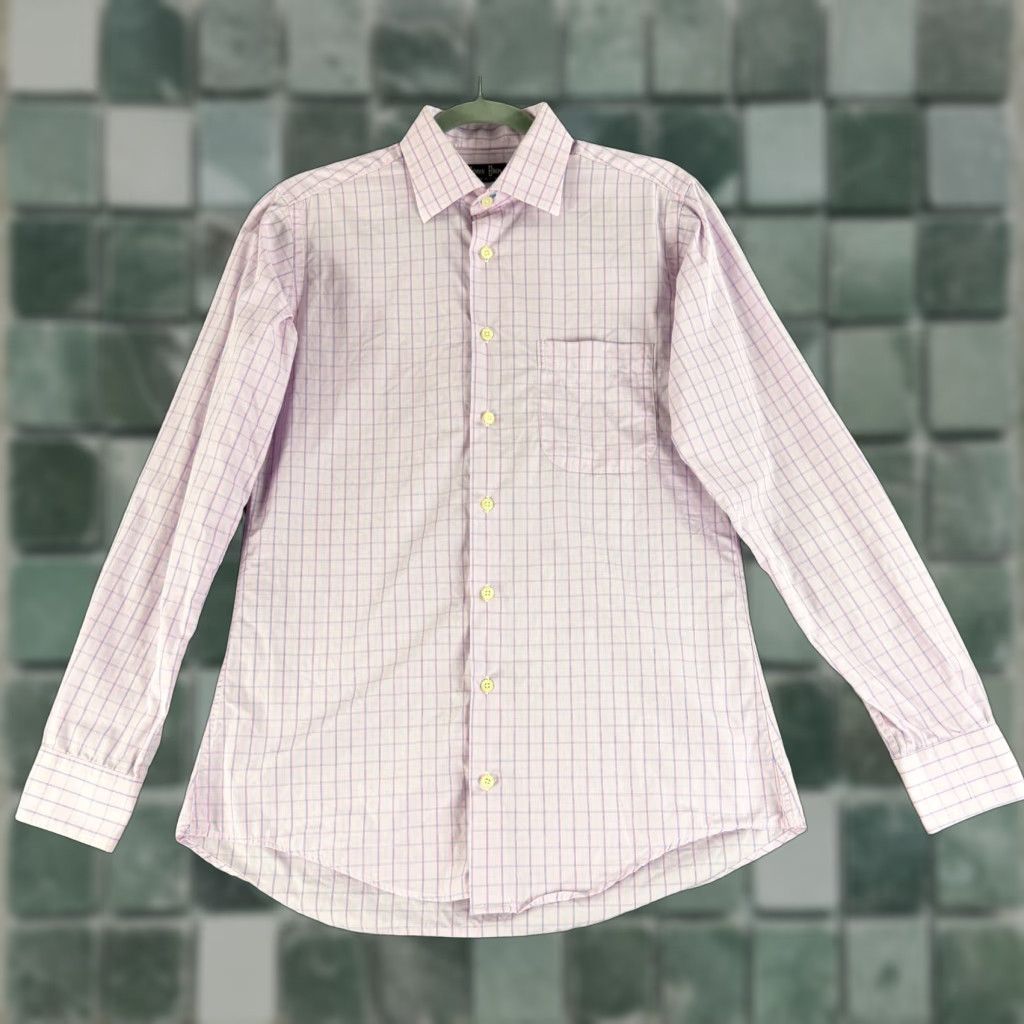 Pinko Gitman Bros. Button-Up Shirt Mens Medium Pink Plaid Long Sleeve VTG USA Made Size US M / EU 48-50 / 2 - 1 Thumbnail