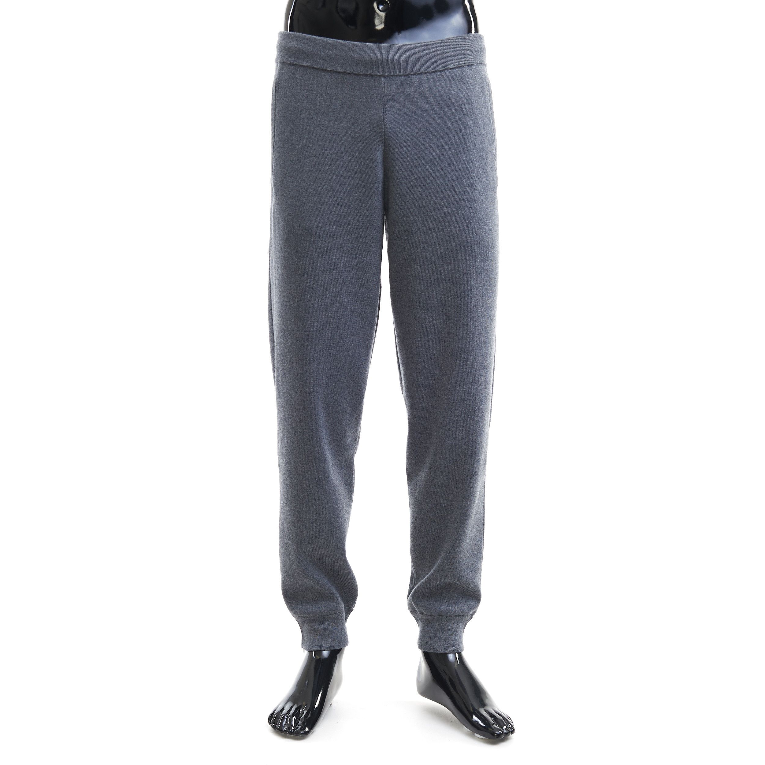 image of Berluti Gray Leather Tab Jogging Pants Size M in Dark Lead Gray, Men's