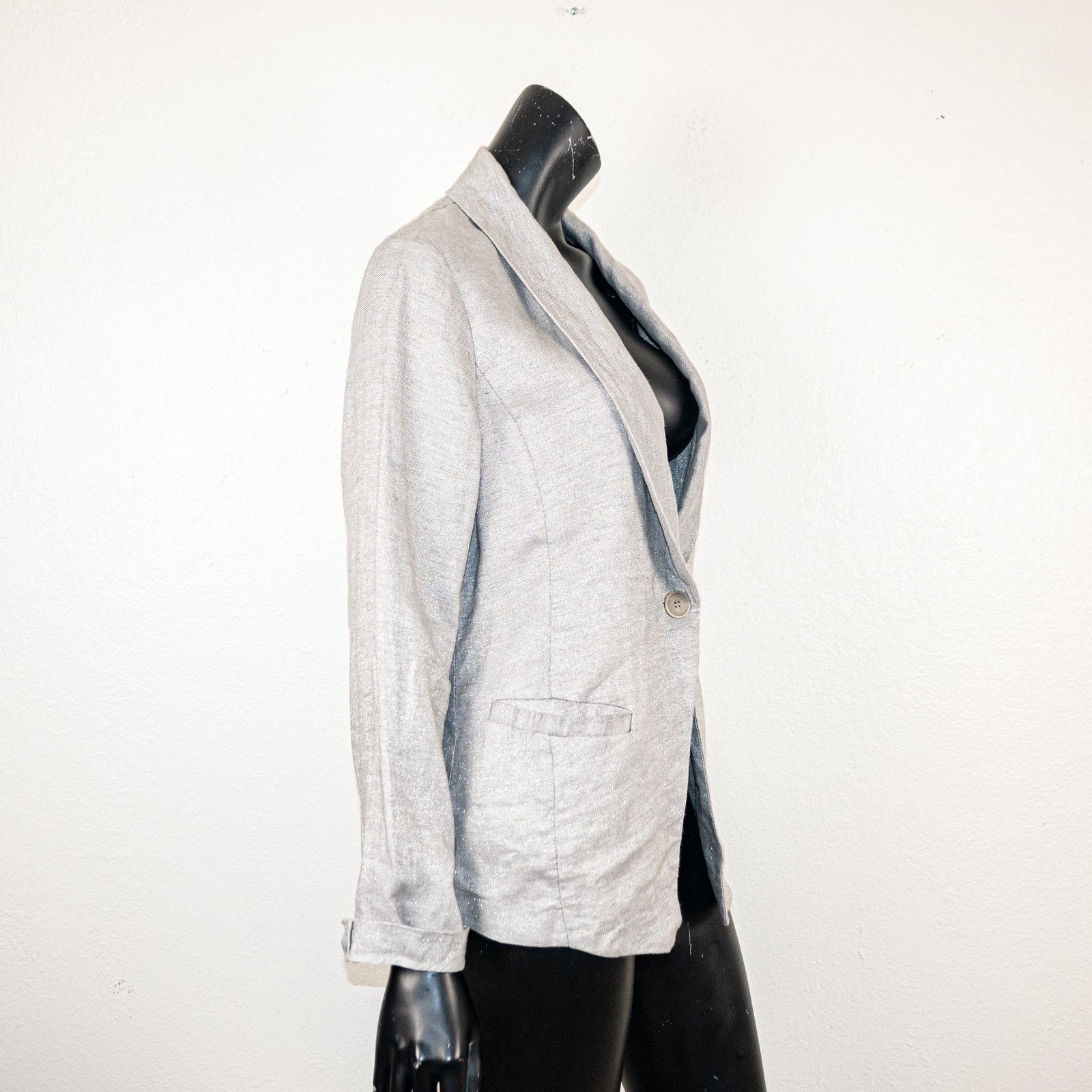 Eileen Fisher Eileen Fisher Silver Gray Twinkle linen Blazer Jacket Medium Size M / US 6-8 / IT 42-44 - 4 Thumbnail