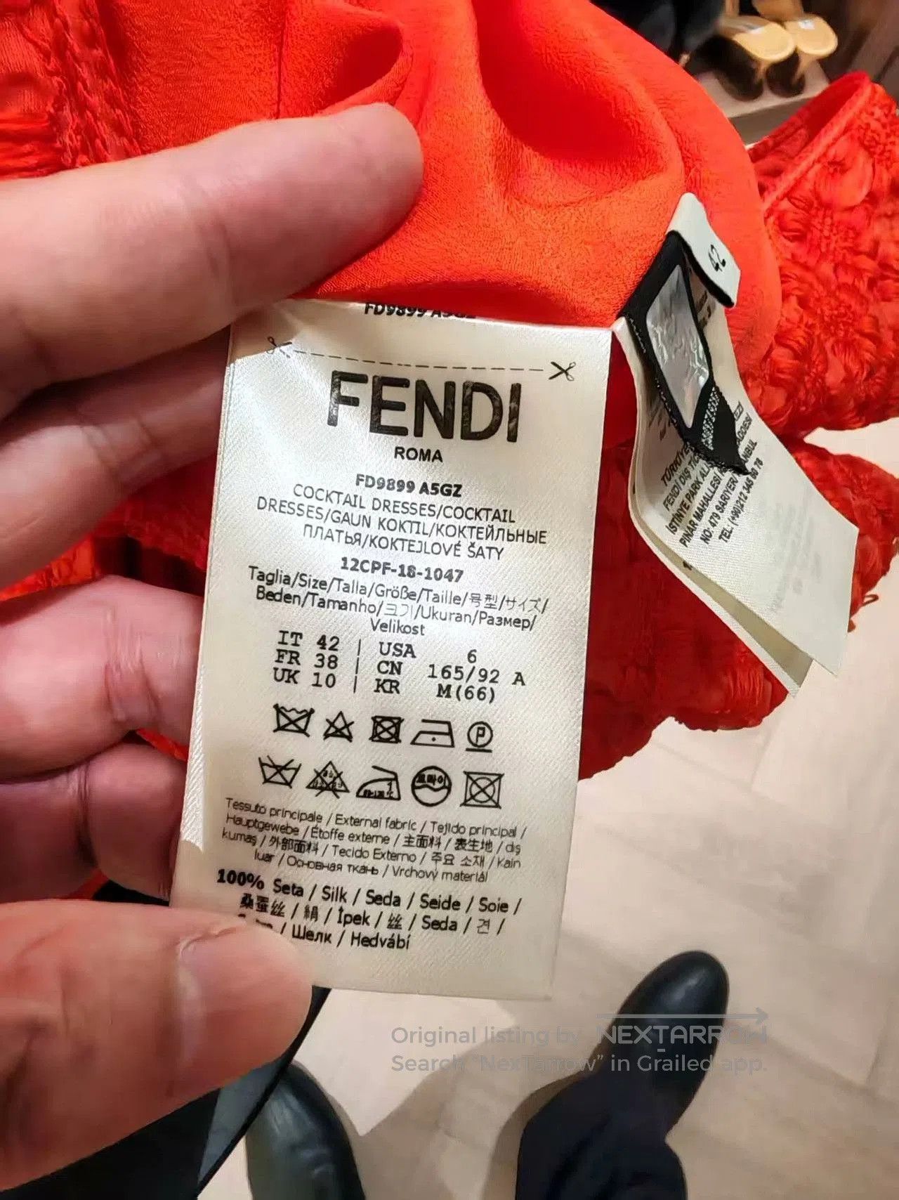 Fendi FENDI Red Silk Embroidered Dress. Size M / US 6-8 / IT 42-44 - 6 Thumbnail