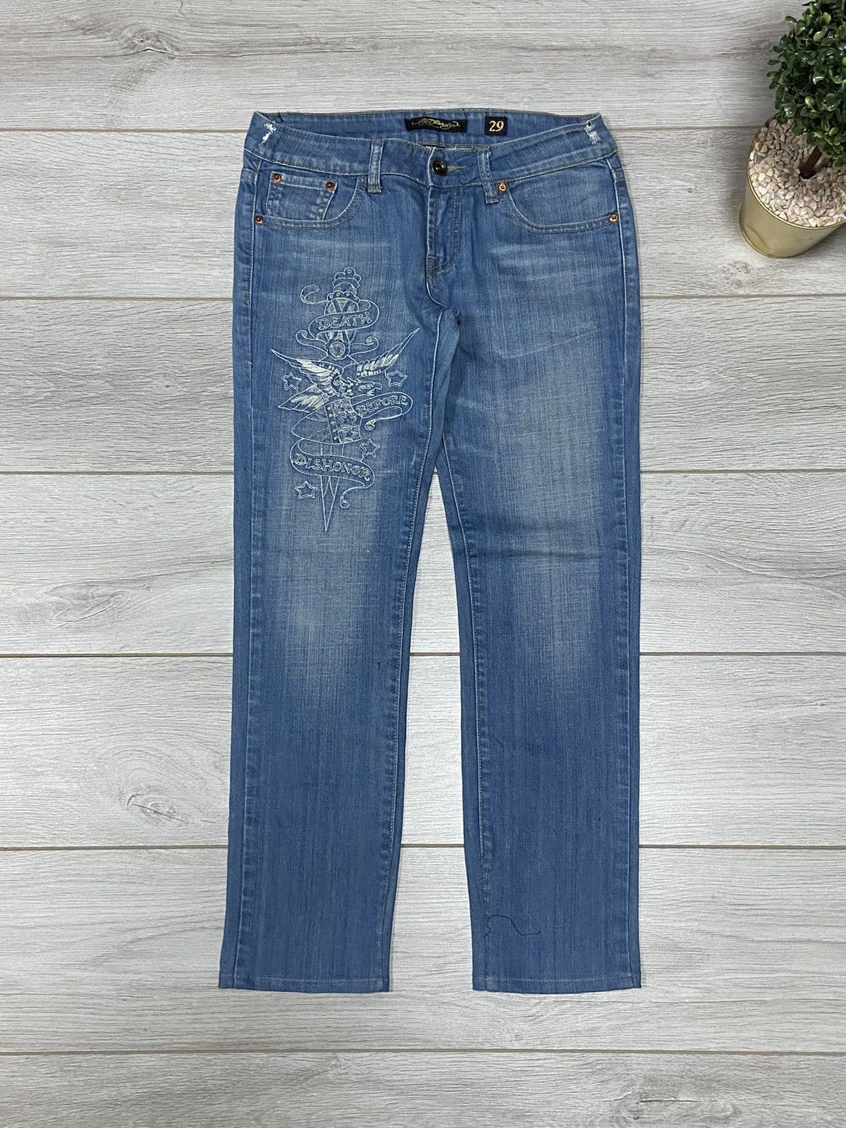 Ed Hardy Ed Hardy big logo vintage denim jeans Size 29" - 3 Thumbnail