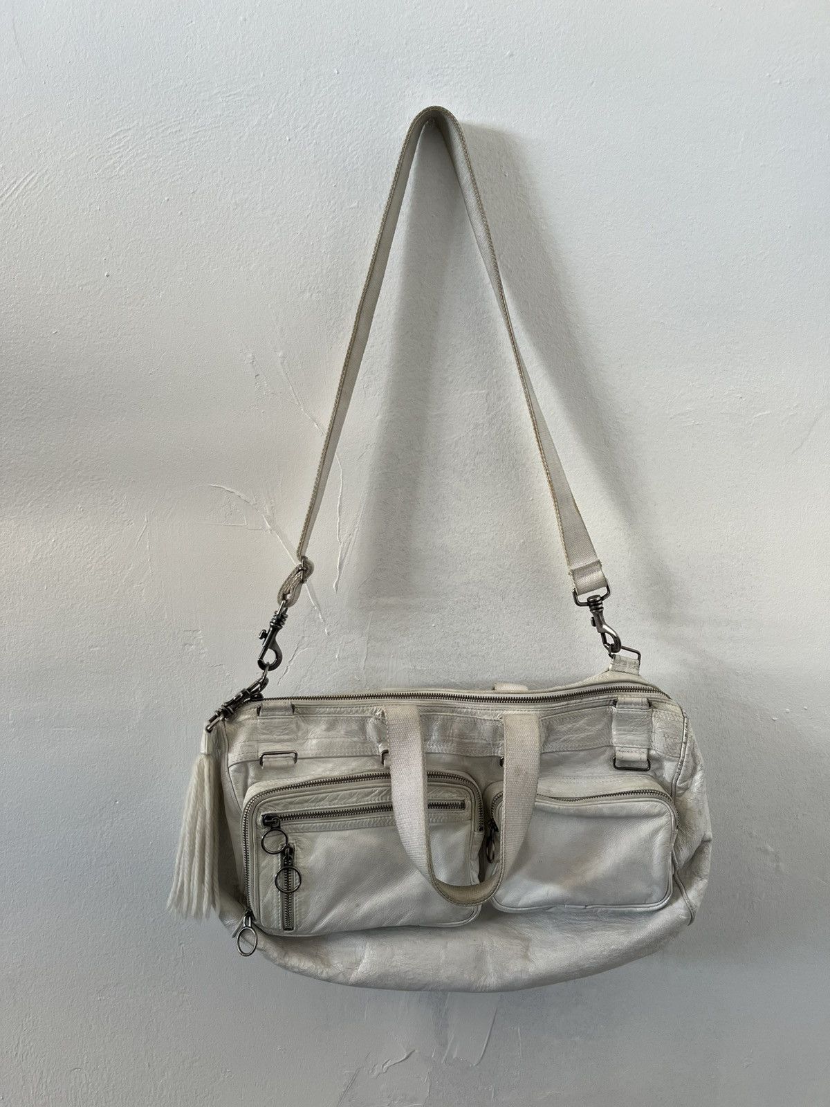 Dior Homme SS07 White Leather Deville Duffle Bag