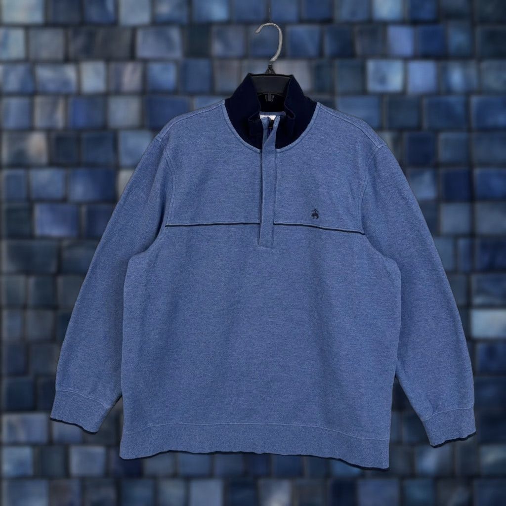 Brooks Brothers Brooks Brothers Sweatshirt Mens 2XL Blue 1/4 Zip Mock Neck Fleece Pullover Logo Size US XXL / EU 58 / 5 - 1 Thumbnail