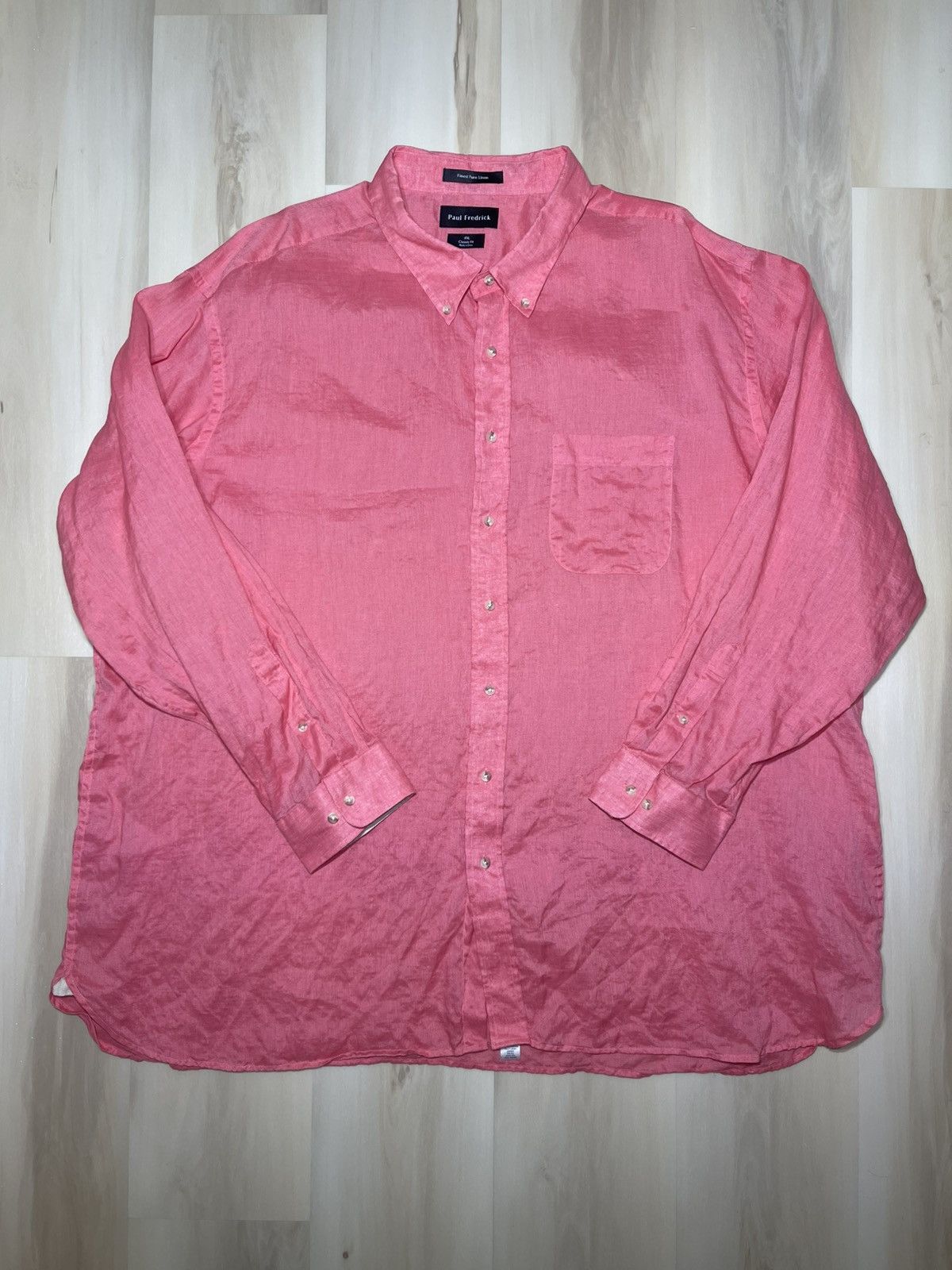 Paul Fredrick Paul Fredrick Linen Shirt Men’s 4XL Pink Button down classic Size US XXL / EU 58 / 5 - 1 Thumbnail