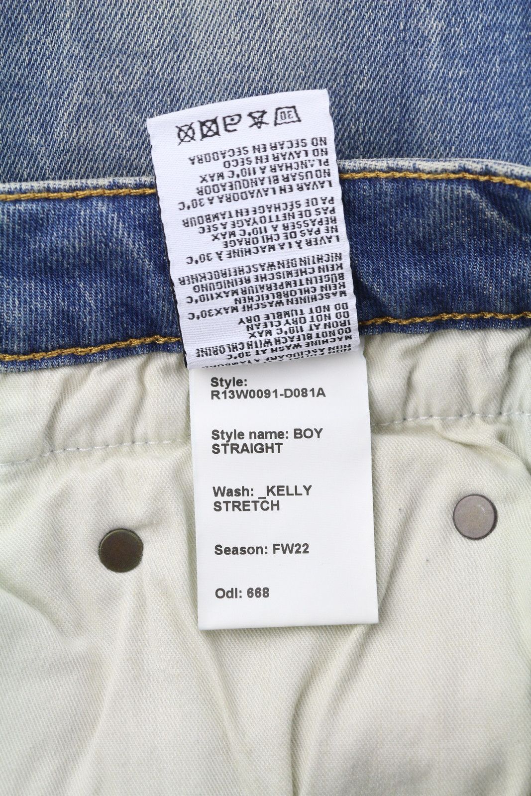 R13 BOY STRAIGHT 26 Kelly Stretch Ankle Washed Blue 85438 Size 26" / US 2 / IT 38 - 10 Thumbnail