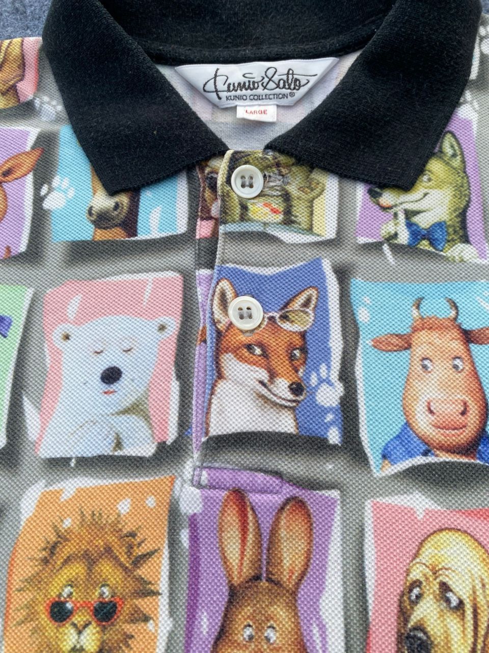 Japanese Brand Vintage Kunio Collection Dog Overprint Movie Polo Shirt Size US L / EU 52-54 / 3 - 10 Thumbnail