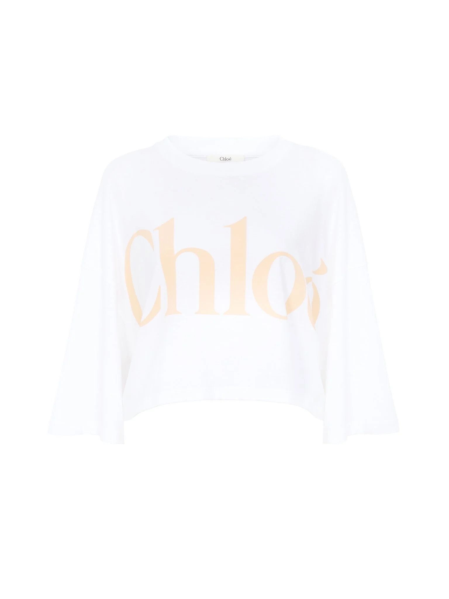 Chloe o1loc1c10226 Oversized Cropped Logo T-Shirt in White Size XS / US 0-2 / IT 36-38 - 1 Thumbnail