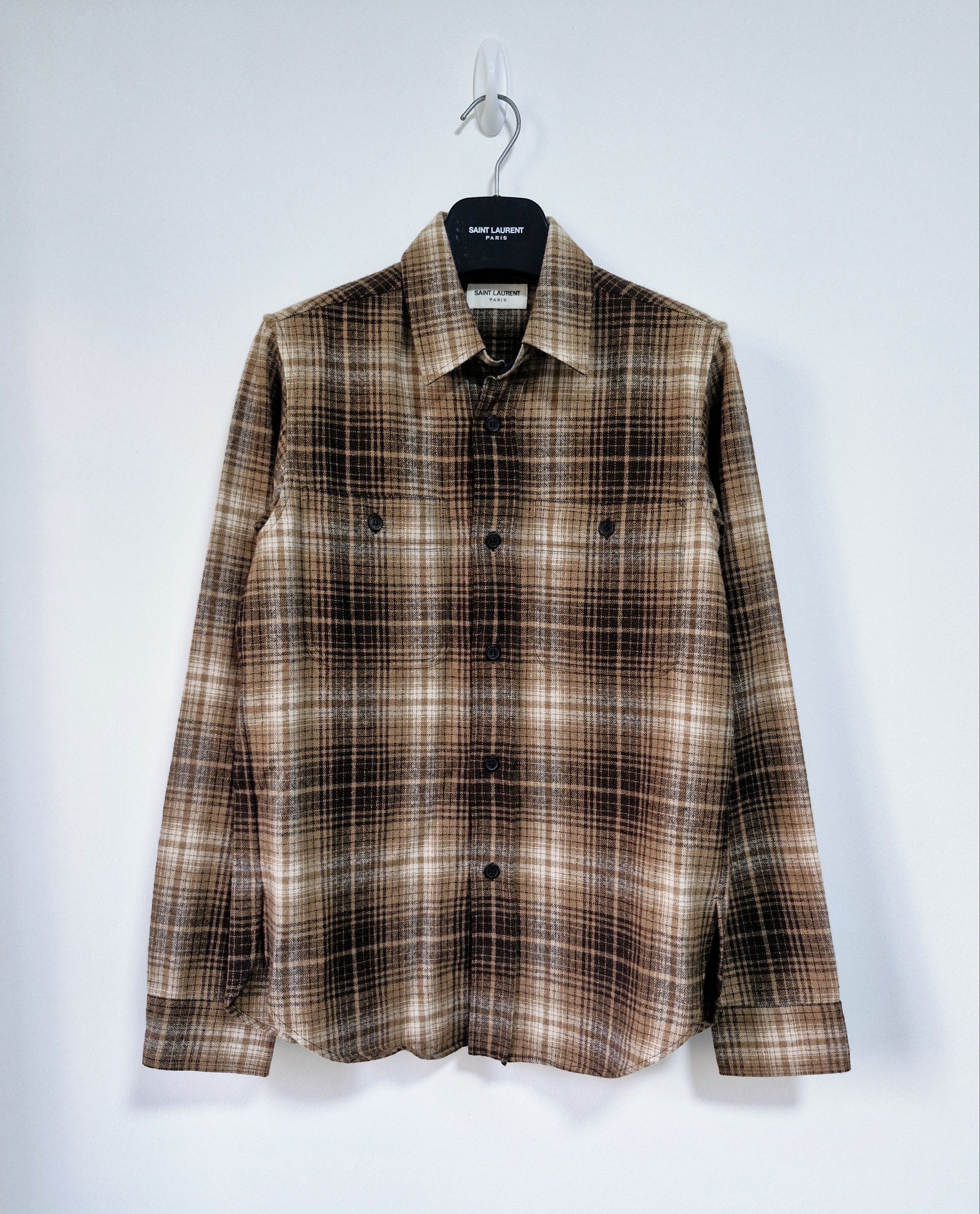 Saint Laurent Paris AW13 Brown Plaid Flannel Shirt Size US S / EU 44-46 / 1 - 1 Thumbnail