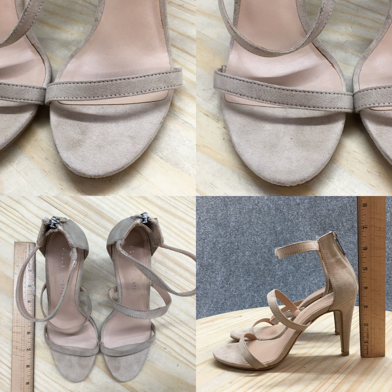 Vintage Kelly And Katie Heels Womens 7 Cleo Dress Back Zip Ankle Strappy Brown Fabric Size M / US 6-8 / IT 42-44 - 8 Thumbnail