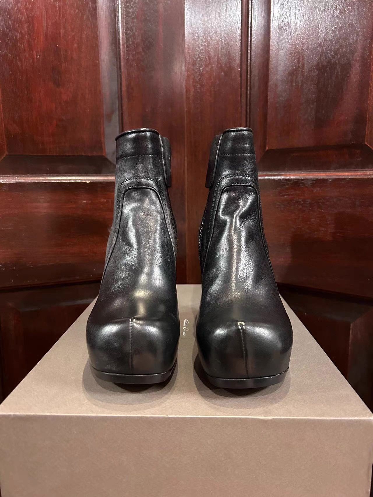 Rick Owens Rick Owens Women's Black Classic Wedge Boots Ｑ25 Size US 6 / IT 36 - 1 Thumbnail
