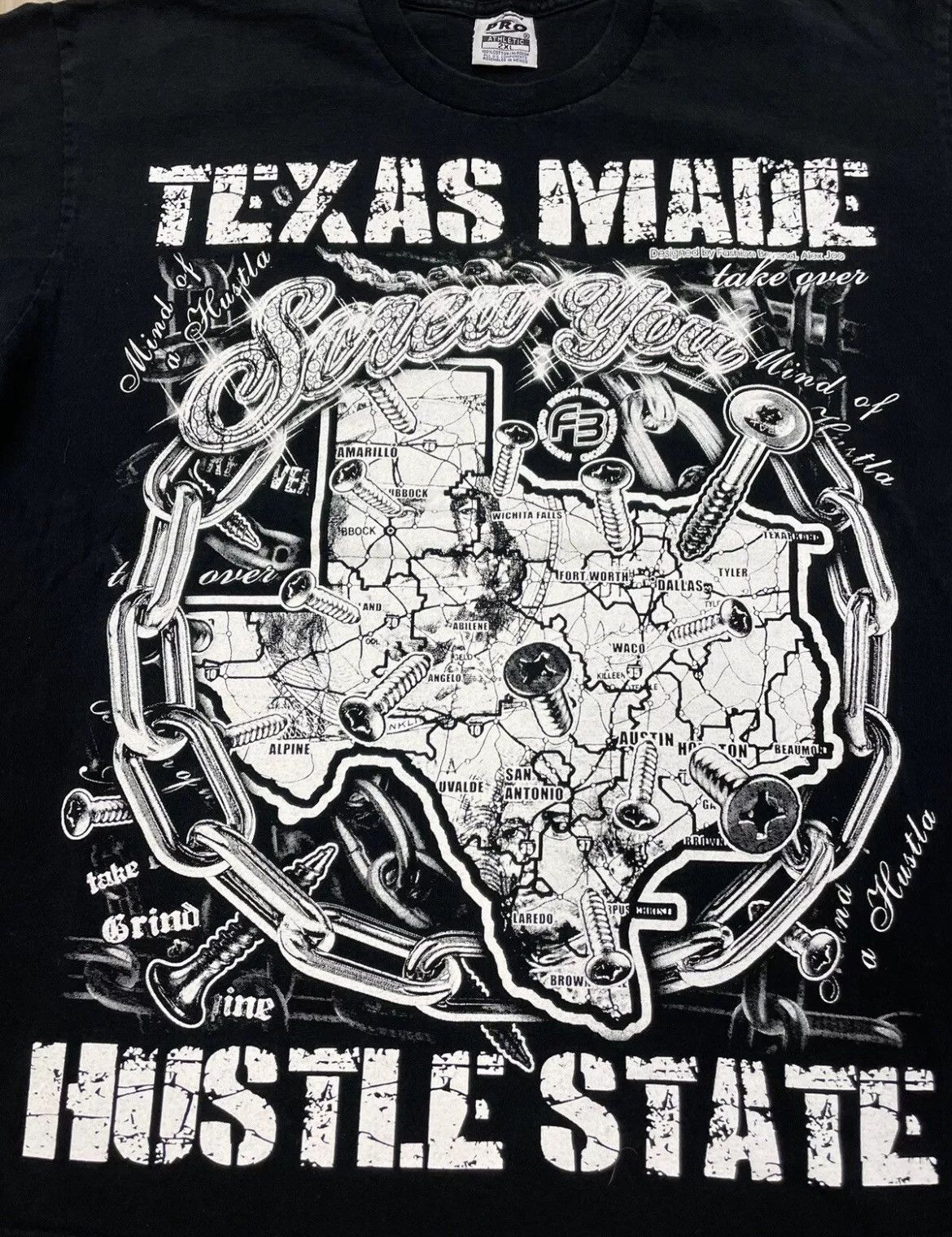 Rap Tees × Vintage Vintage Y2K Screw You TX Made Born And Raised Mens 2XL Size US XXL / EU 58 / 5 - 2 Thumbnail
