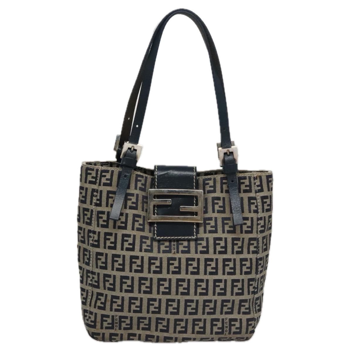 Fendi Zucchino Navy Canvas Shoulder Bag (Pre-Owned) Size ONE SIZE - 1 Thumbnail
