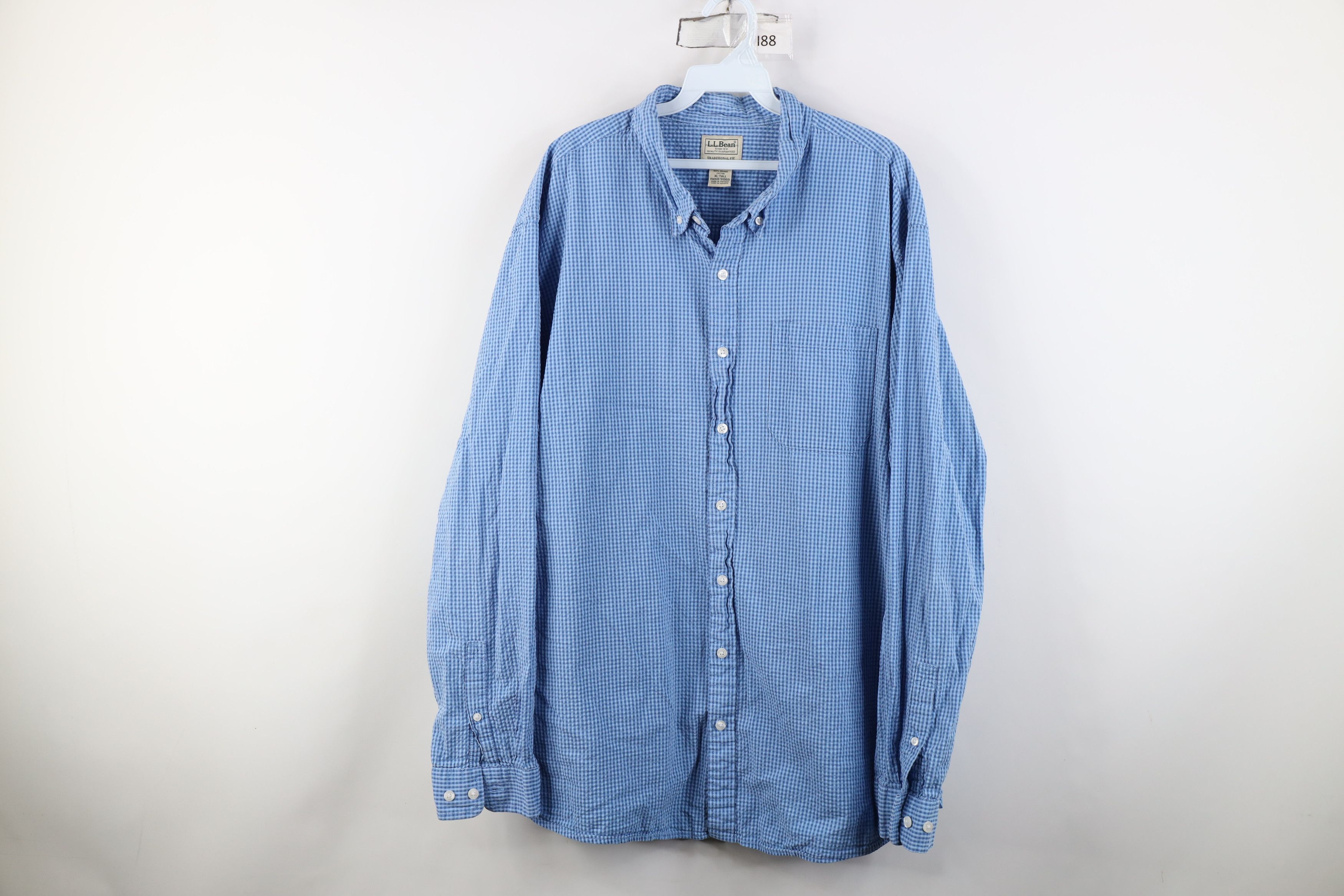 L.L. Bean Vintage LL Bean Collared Button Down Shirt Blue Plaid Size US XL / EU 56 / 4 - 1 Thumbnail