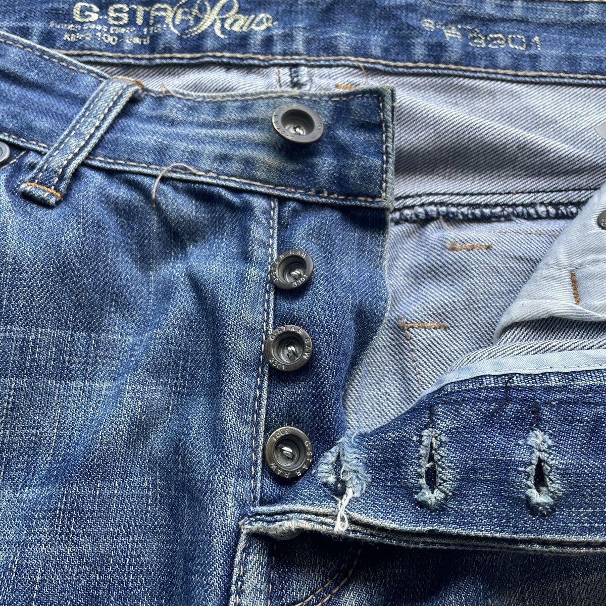 G-Star Rare🔥Vintage G-Star Raw Double Knee Denim Jeans Pants Faded Size US 32 / EU 48 - 9 Thumbnail