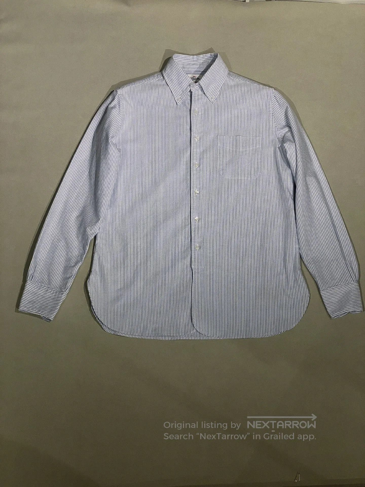 Fortela FORTELA Blue White Stripe Oxford Shirt. Size US M / EU 48-50 / 2 - 1 Thumbnail