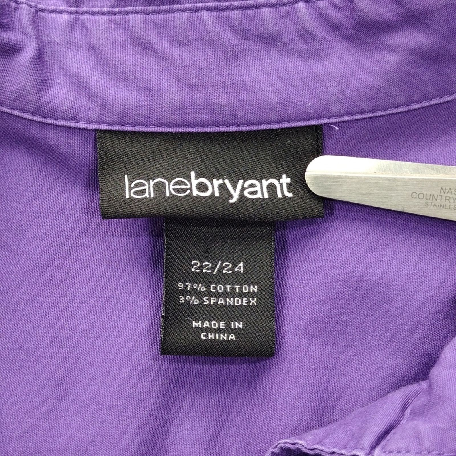 Other Lane Bryant Purple Long Sleeve Button Down Cotton Shirt Size 3XL / US 20-22 - 5 Thumbnail