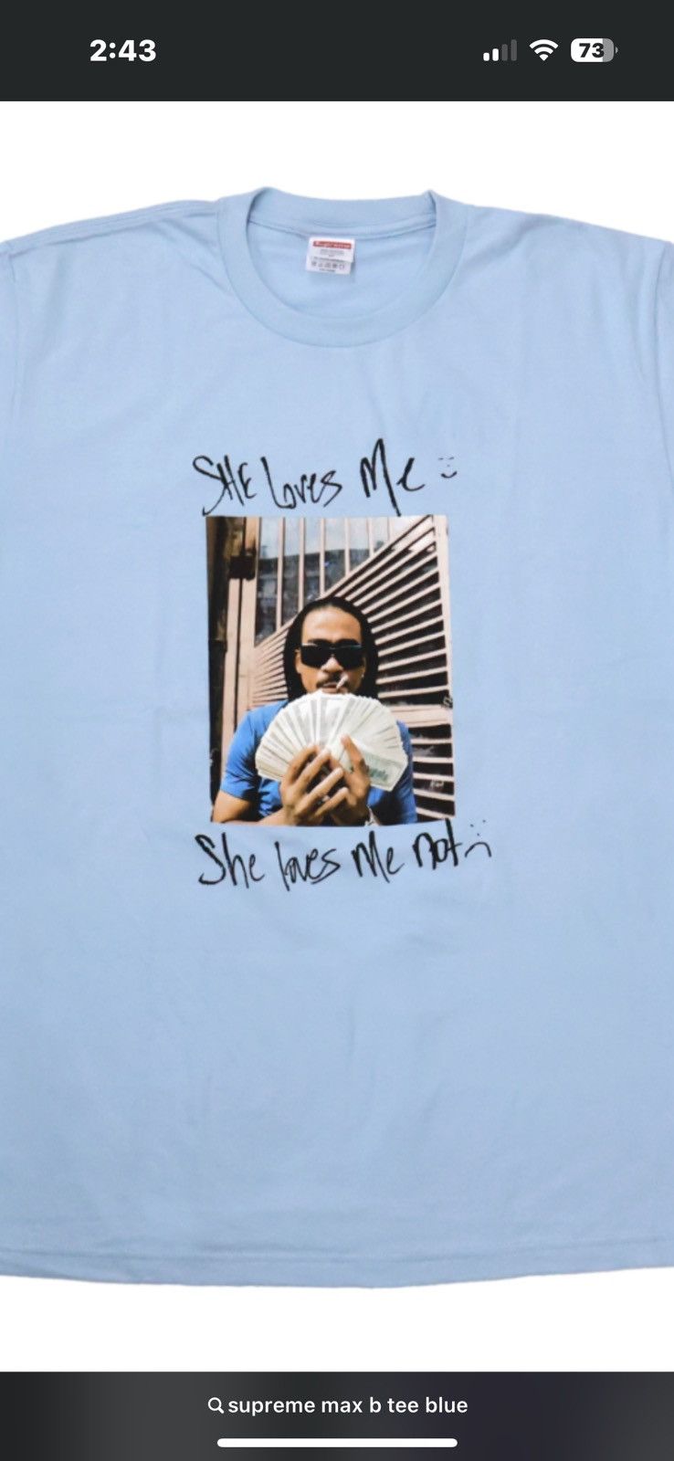 Supreme SUPREME MAX B TEE SIZE L POWDER BLUE Size US L / EU 52-54 / 3 - 3 Thumbnail