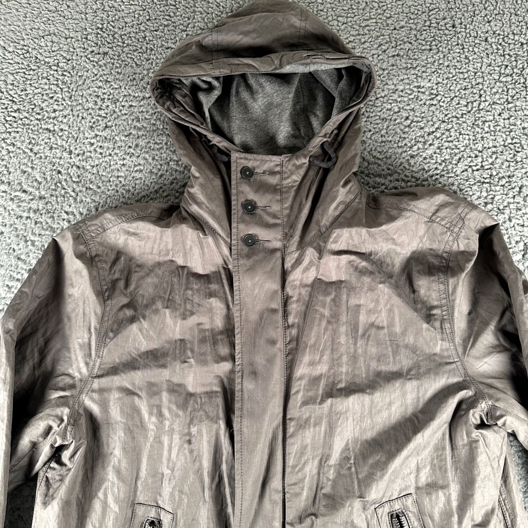John Varvatos John Varvatos S Hooded Zip Front Lightweight Gray Casual Coat Lined Jacket Mens Size US S / EU 44-46 / 1 - 2 Thumbnail