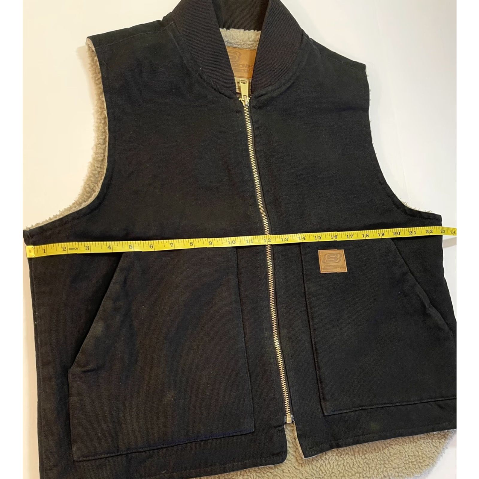 SKECHERS Skechers Mens Vest M Black Sherpa Lined Canvas Full Zip Outdoor Duck Workwear Size US M / EU 48-50 / 2 - 6 Thumbnail