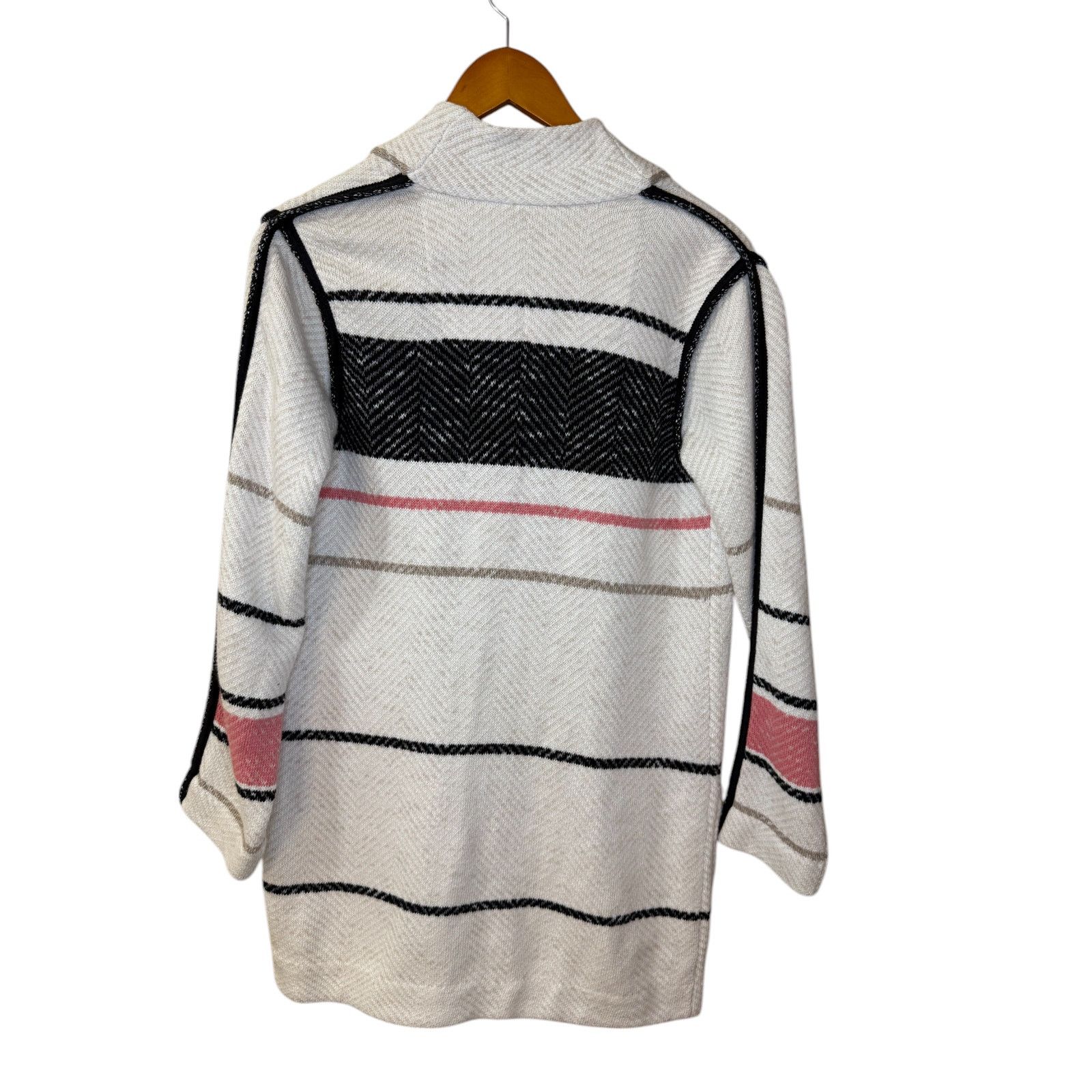NIC+ZOE Nic+Zoe Cardigan Women X Small Beige Striped Open Preppy Size XS / US 0-2 / IT 36-38 - 5 Thumbnail