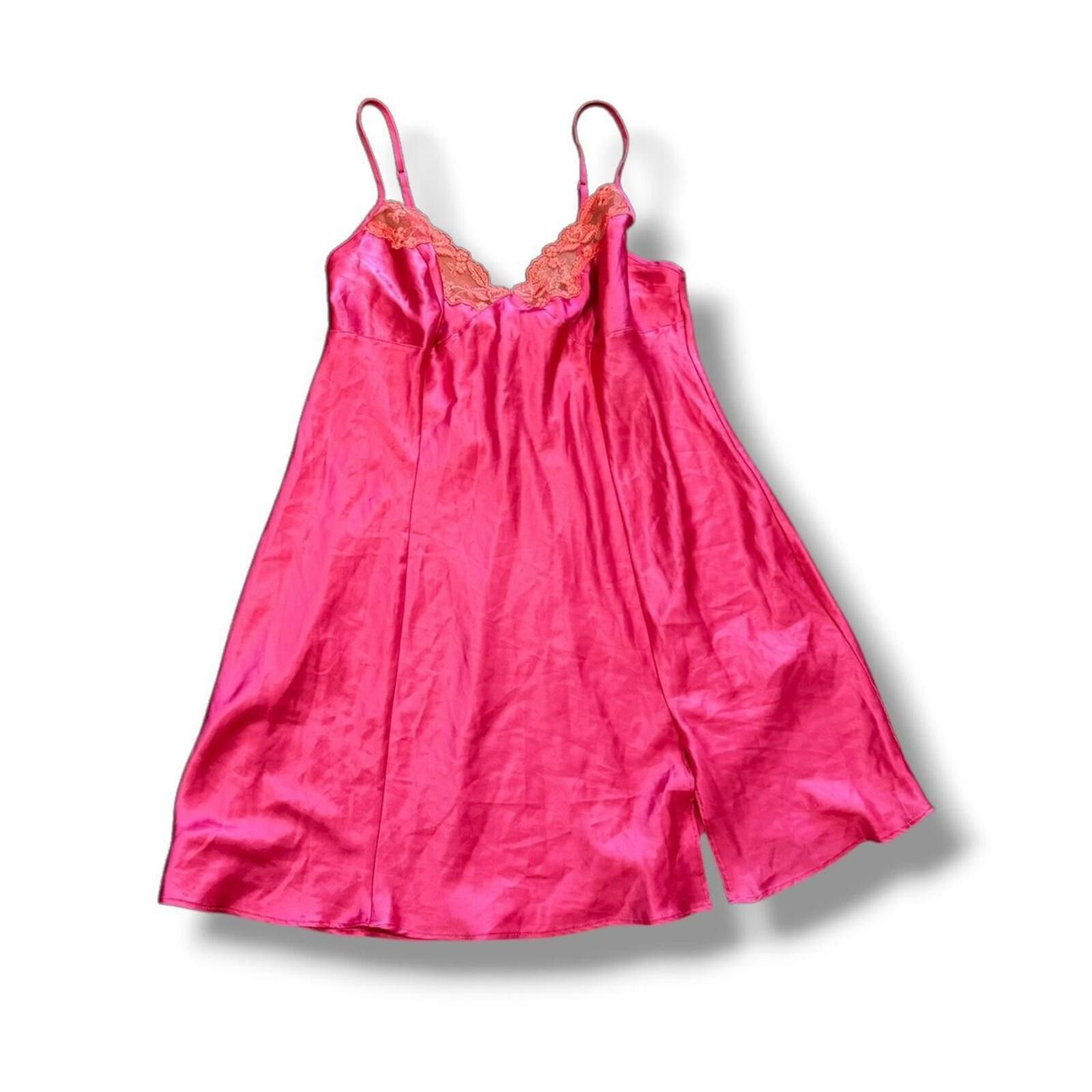 Other 2000s Hot Pink Victoria’s Secret Lace Slip Dress Size L / US 10 / IT 46 - 1 Thumbnail