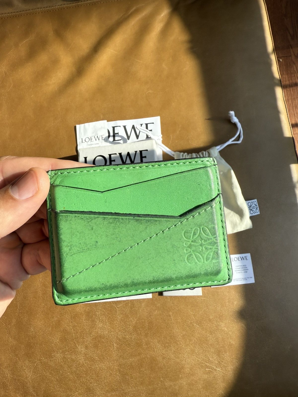 Loewe Loewe Puzzle Stitch Plain C Wallet Cardholder Apple Green Size ONE SIZE - 9 Thumbnail
