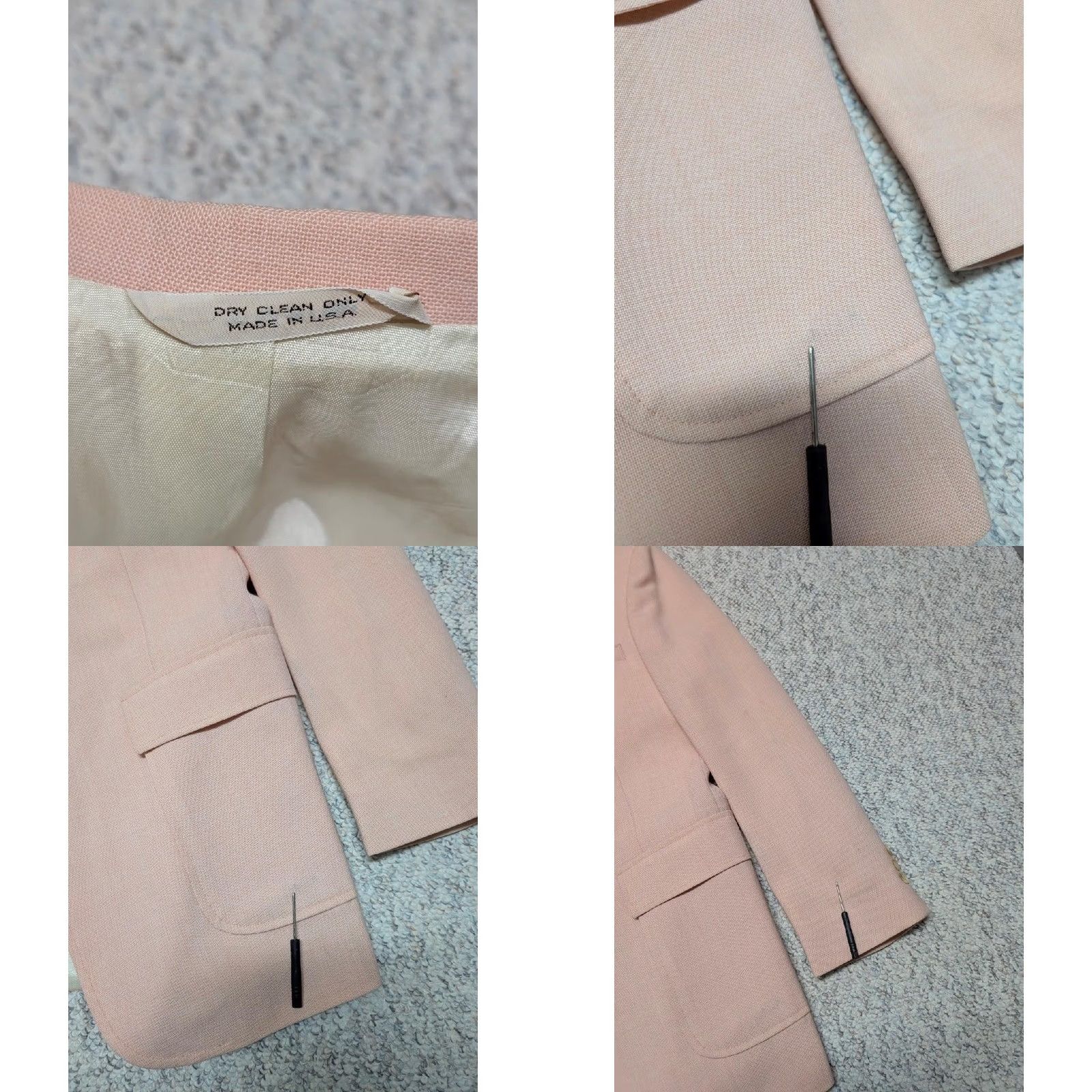 Vintage 1980s vintage USA made 40L blazer MIAMI VICE sportscoat PINK hopsack wool jacket Oakton Blazer Size 40R - 8 Thumbnail