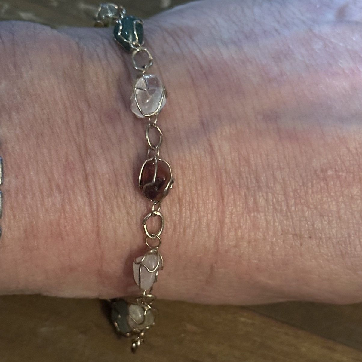 Vintage Vintage wire wrapped natural gemstone bracelet Size ONE SIZE - 6 Thumbnail