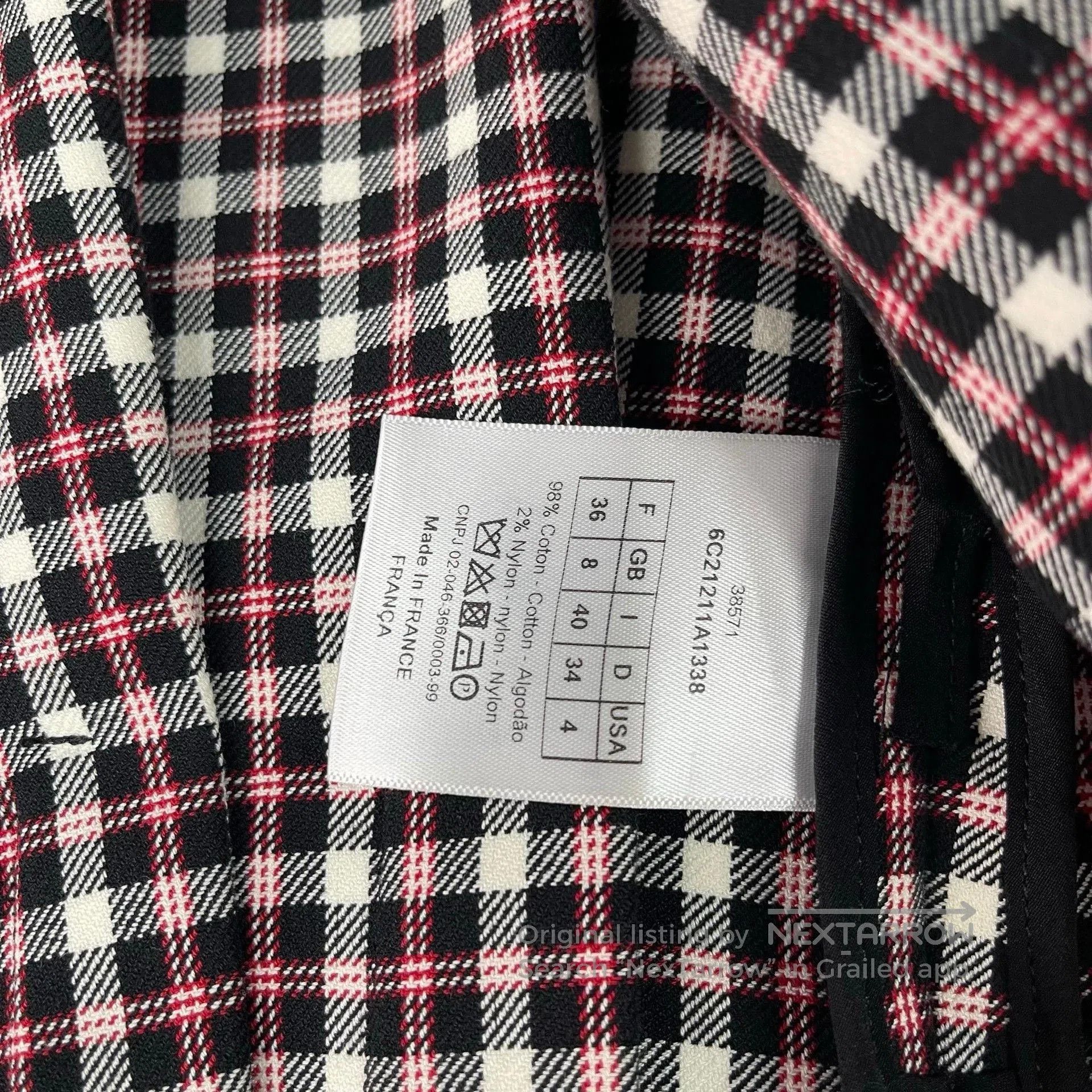 Dior Dior Runway Red White Brown Check Coat. Size XS / US 0-2 / IT 36-38 - 4 Thumbnail
