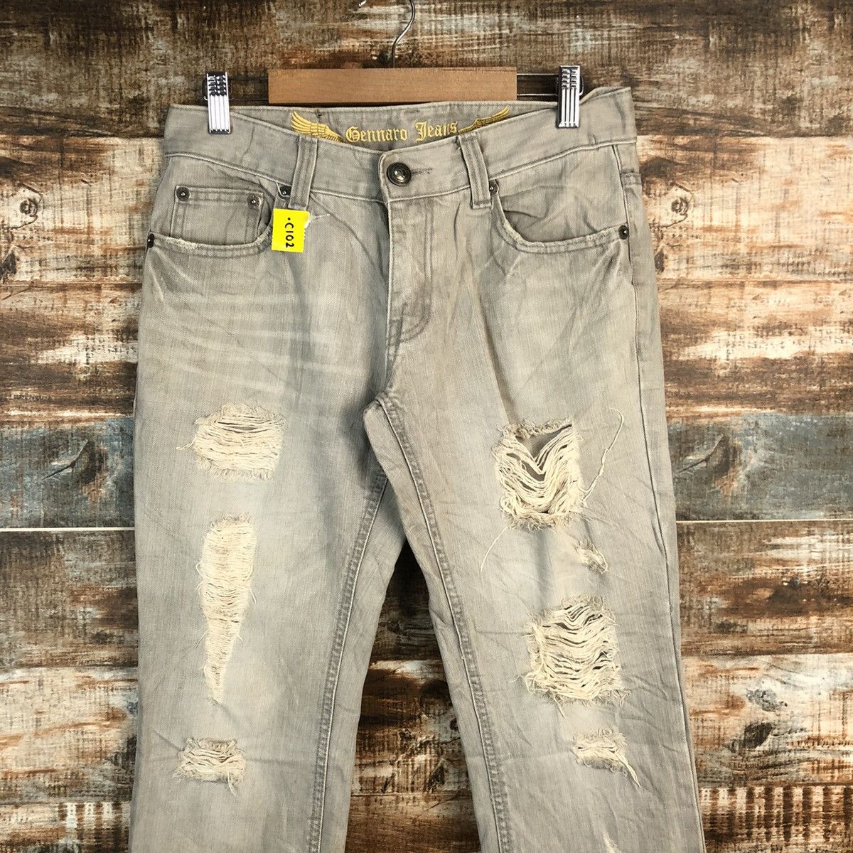 Japanese Brand DL Gennaro Jeans Grey Distressed Denim Pants #C102 Size US 27 - 4 Thumbnail