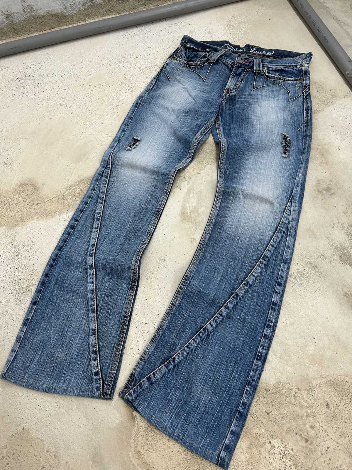 Japanese Brand Edwin Rude Zero Flare Washed Distressed Size US 30 / EU 46 - 3 Thumbnail