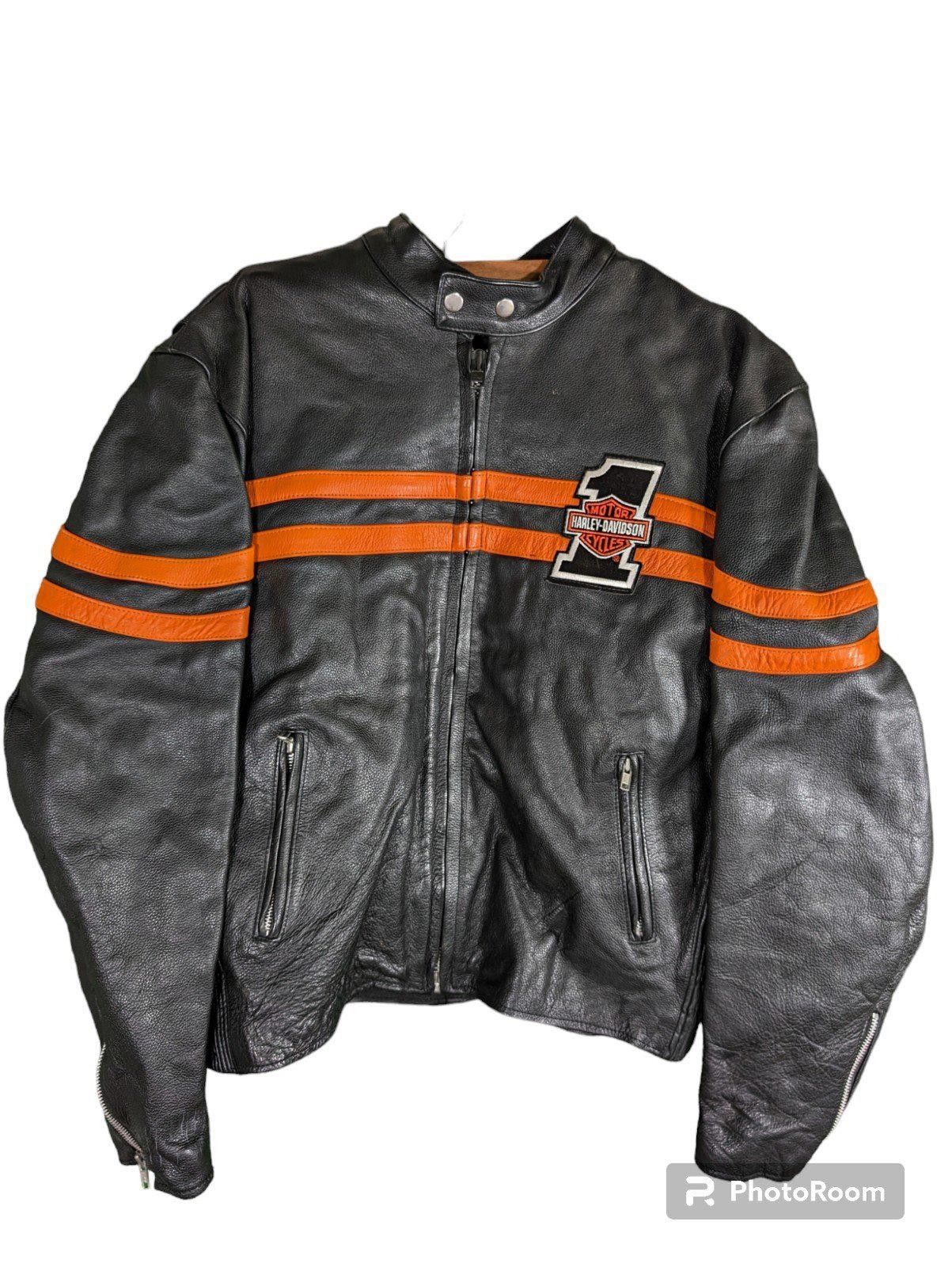 image of Hot Leather Mens Jacket Harley Davidson Size XL 46 /24"w X24"l in Black