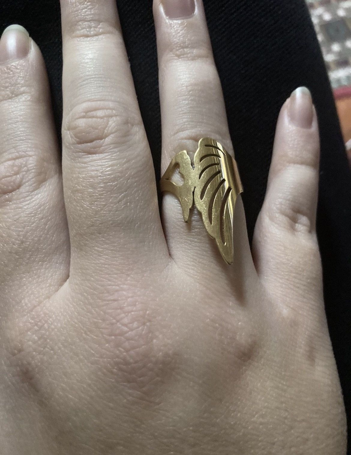 Other 18 karat gold stainless steel heart and wing ring Size ONE SIZE - 1 Thumbnail
