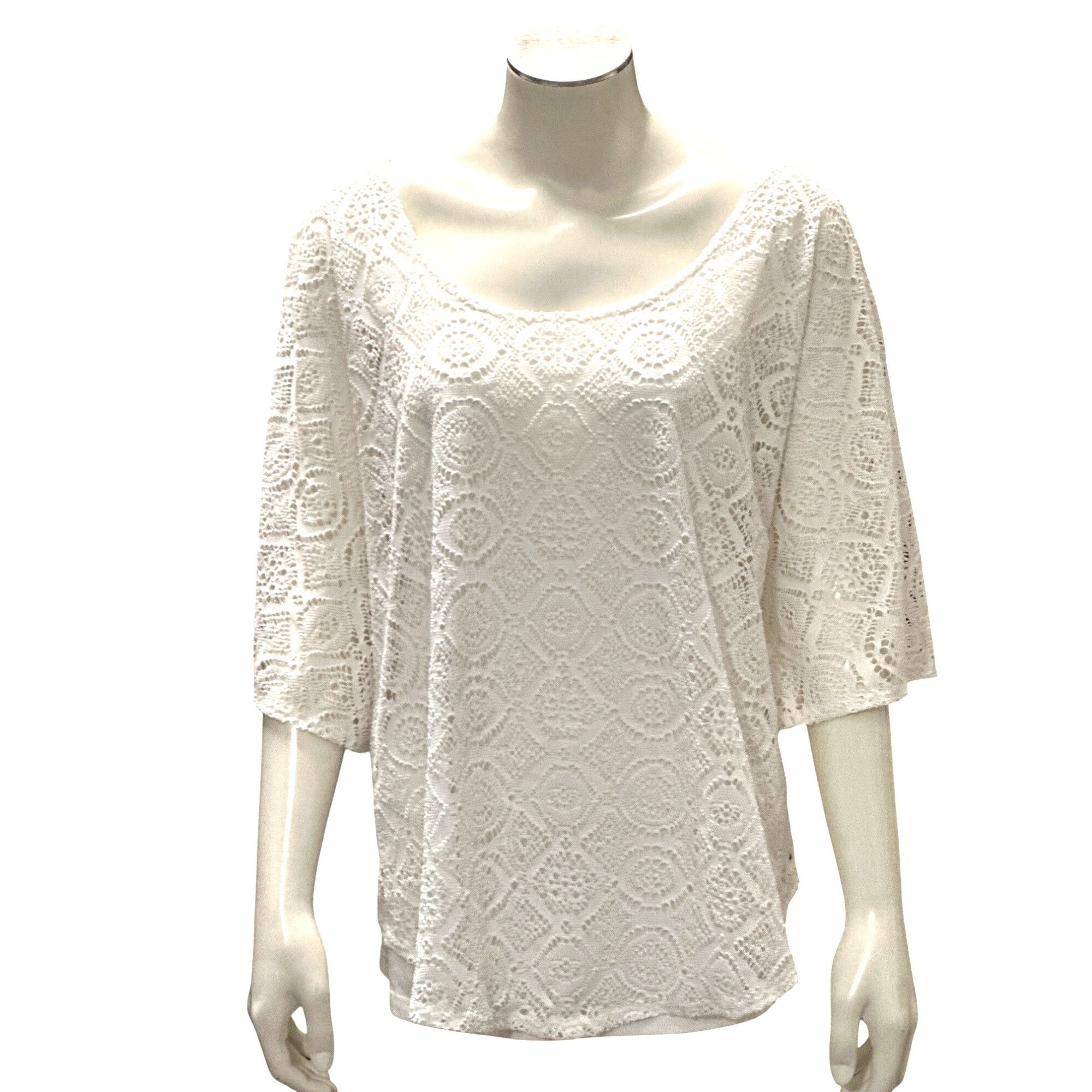 Other Ivy Ridge White Crochet Lace Blouse With Open Back Flutter S Size L / US 10 / IT 46 - 2 Thumbnail