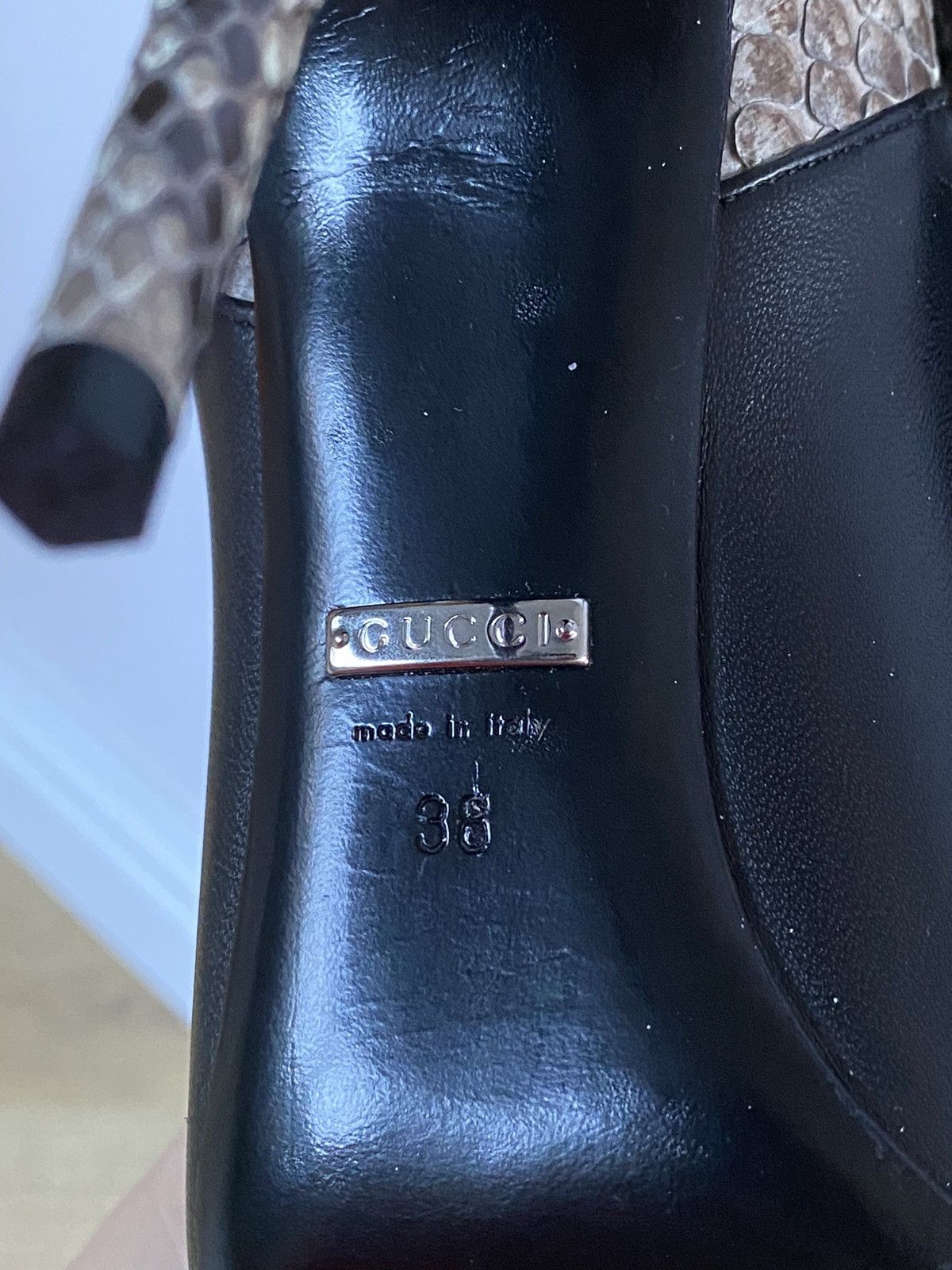 Designer × Gucci Gucci leather ankle boots Roccia phyton pointed toe Size US 8 / IT 38 - 10 Thumbnail