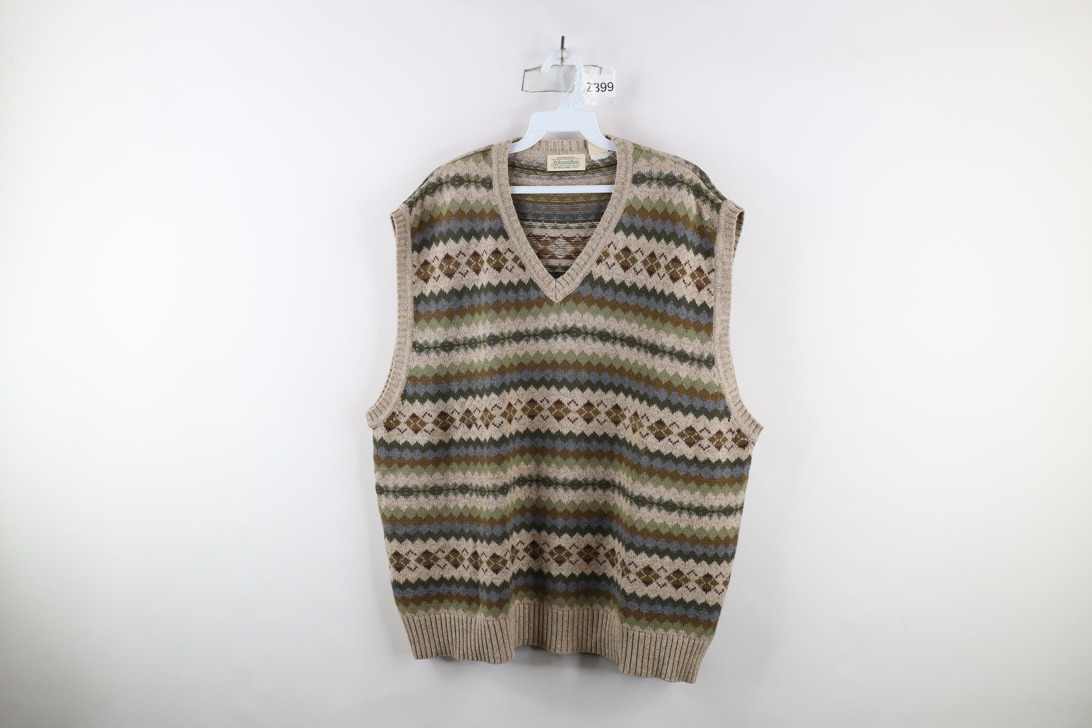 Vintage Vintage 90s Streetwear Fair Isle Knit Sweater Vest Cotton Size US XXL / EU 58 / 5 - 1 Thumbnail