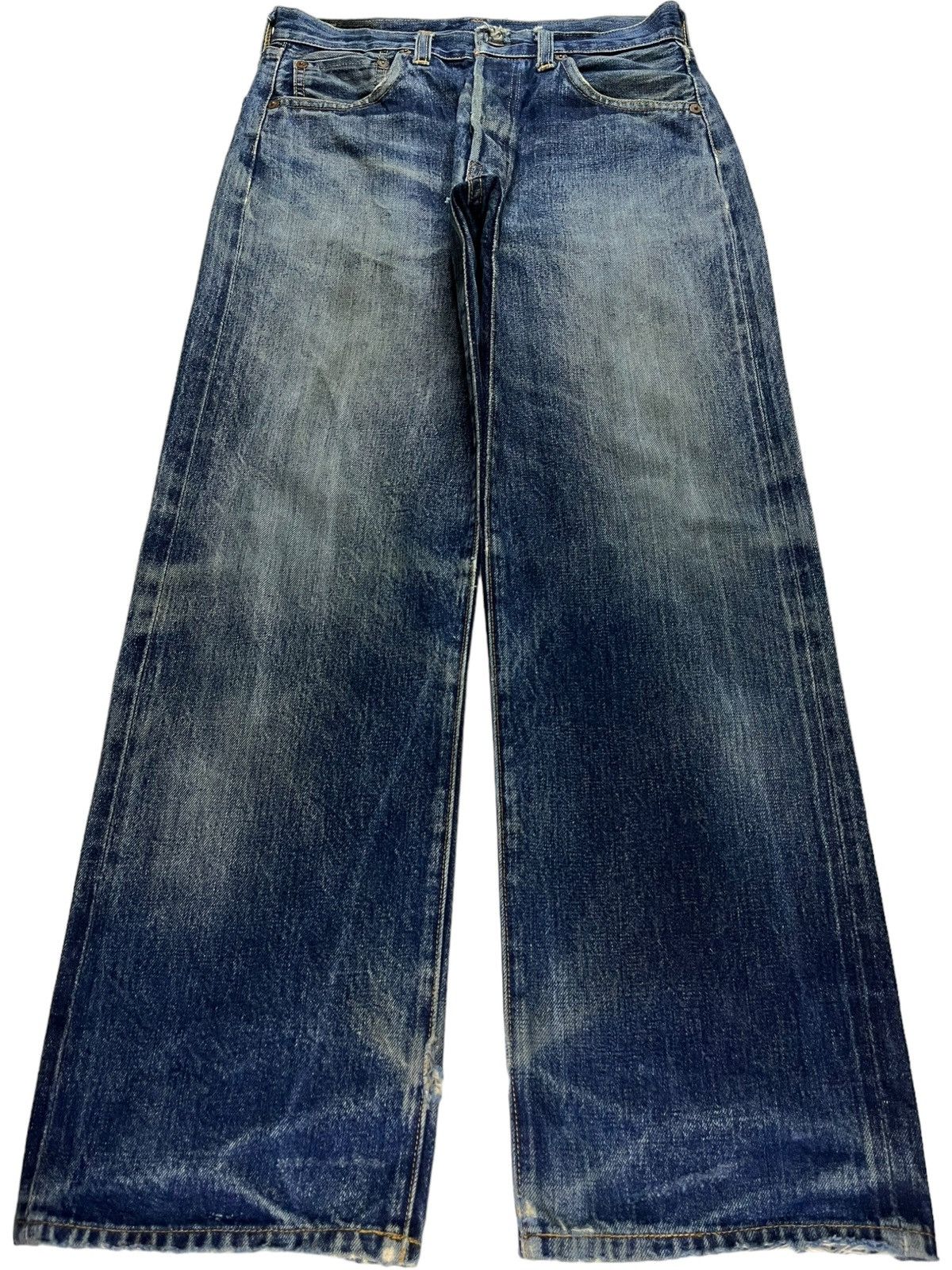 Levi's Vintage 80s Levis 501 Selvedge Big E Loose Jeans Button 555 Size US 28 / EU 44 - 2 Thumbnail