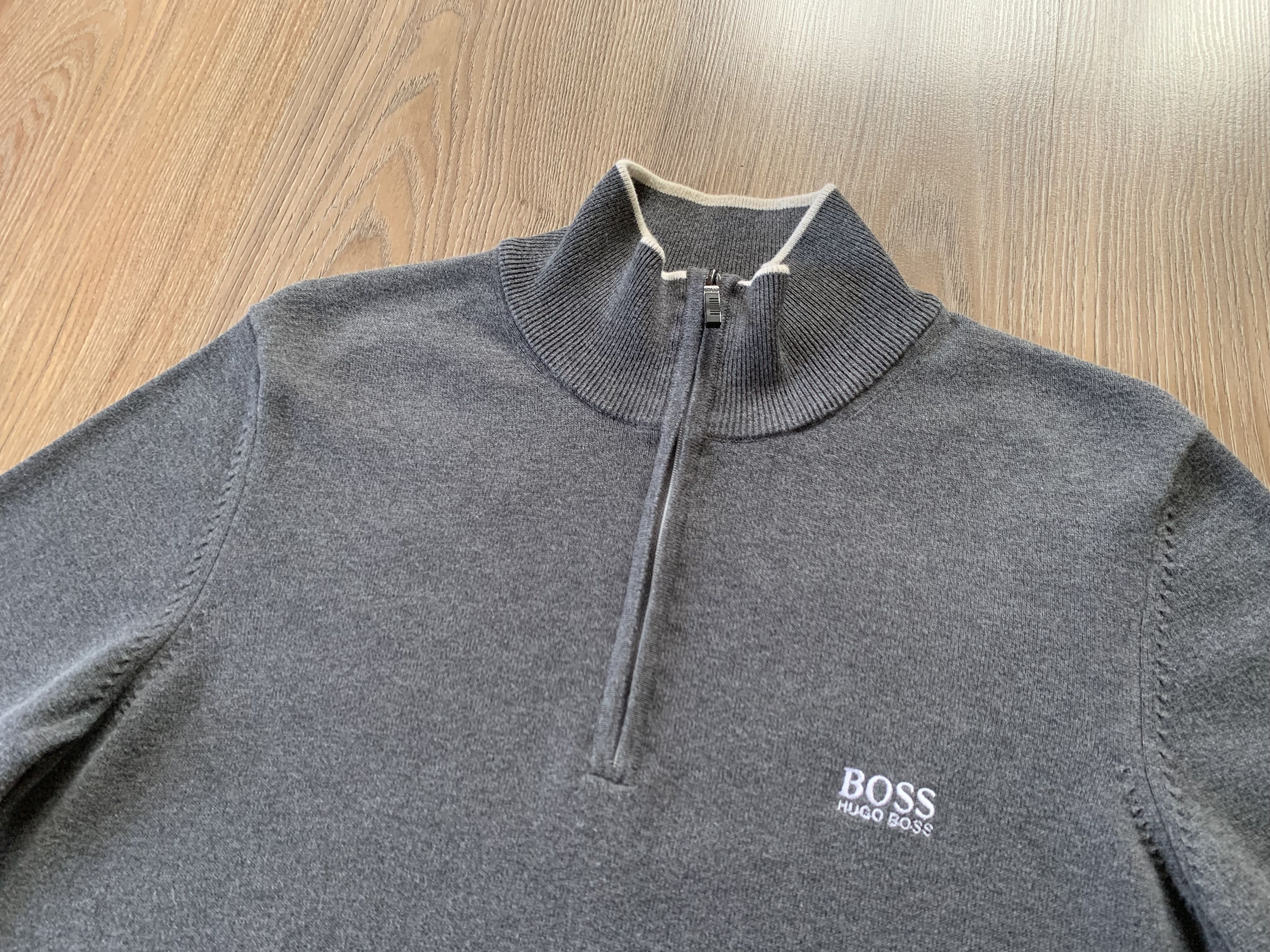 Hugo Boss Hugo Boss Quarter Zip Grey Sweater Size US M / EU 48-50 / 2 - 4 Thumbnail